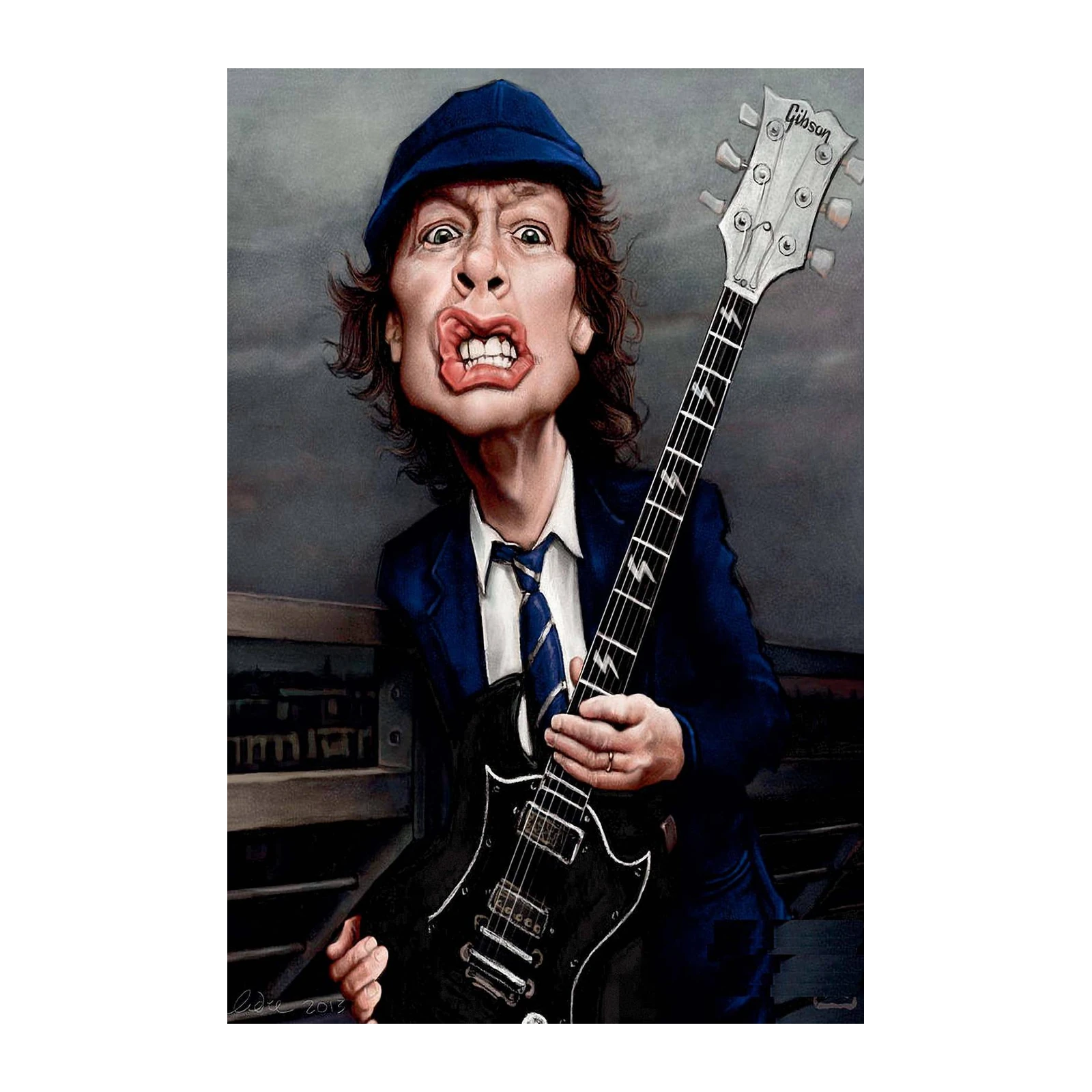 Iconic Rocker Brian Johnson Caricature Wall Art