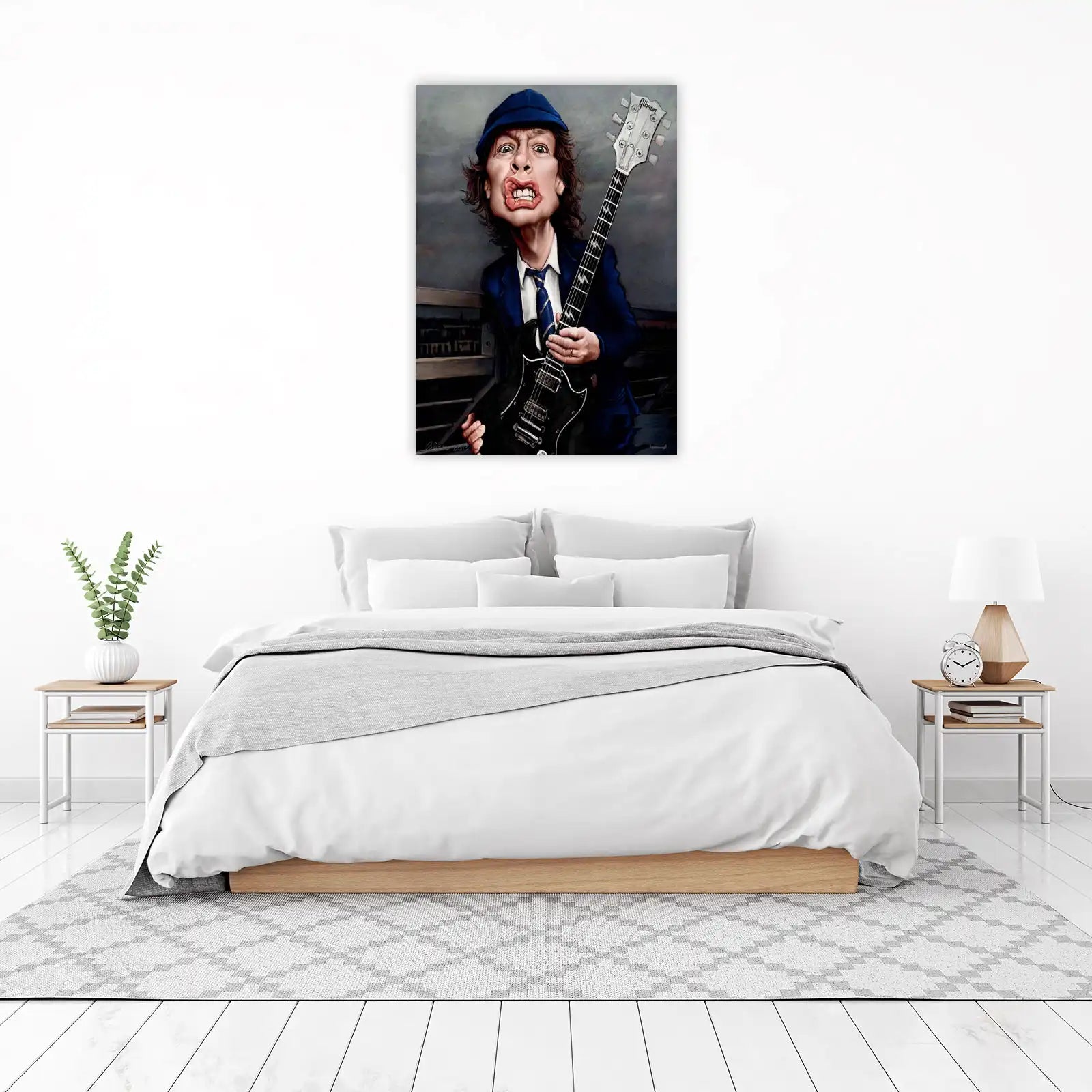 Iconic Rocker Brian Johnson Caricature Wall Art