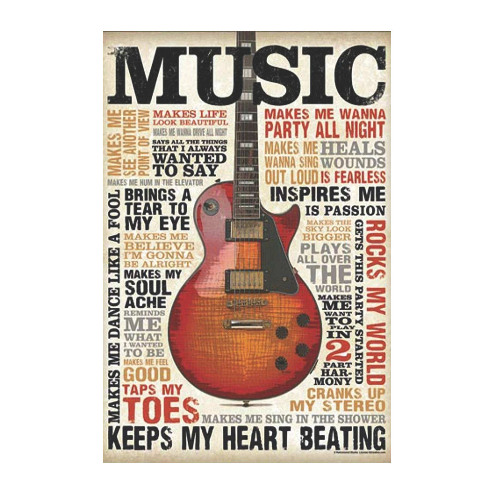 Music Guitar Typography Wall Art