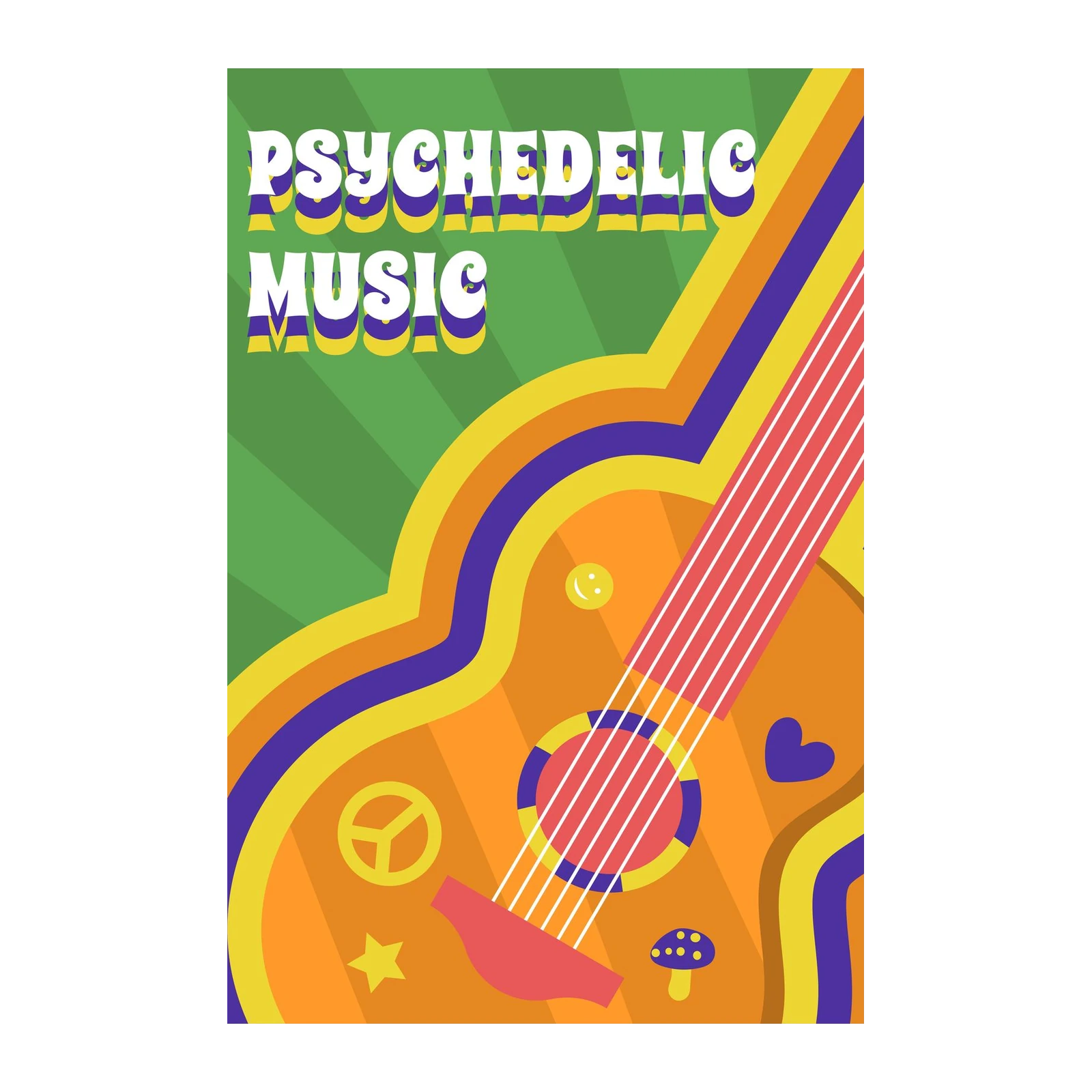Groovy Psychedelic Music Guitar Wall Art