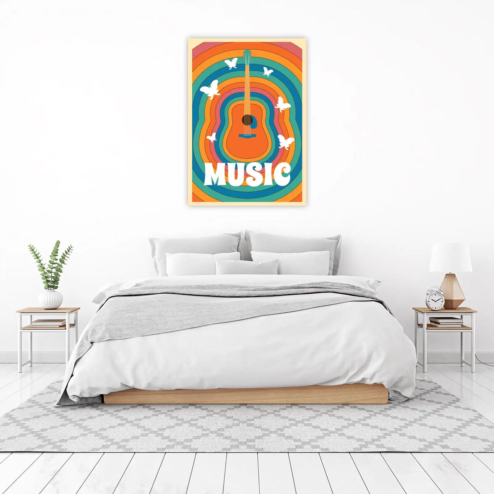 Psychedelic Guitar & Butterflies Wall Art