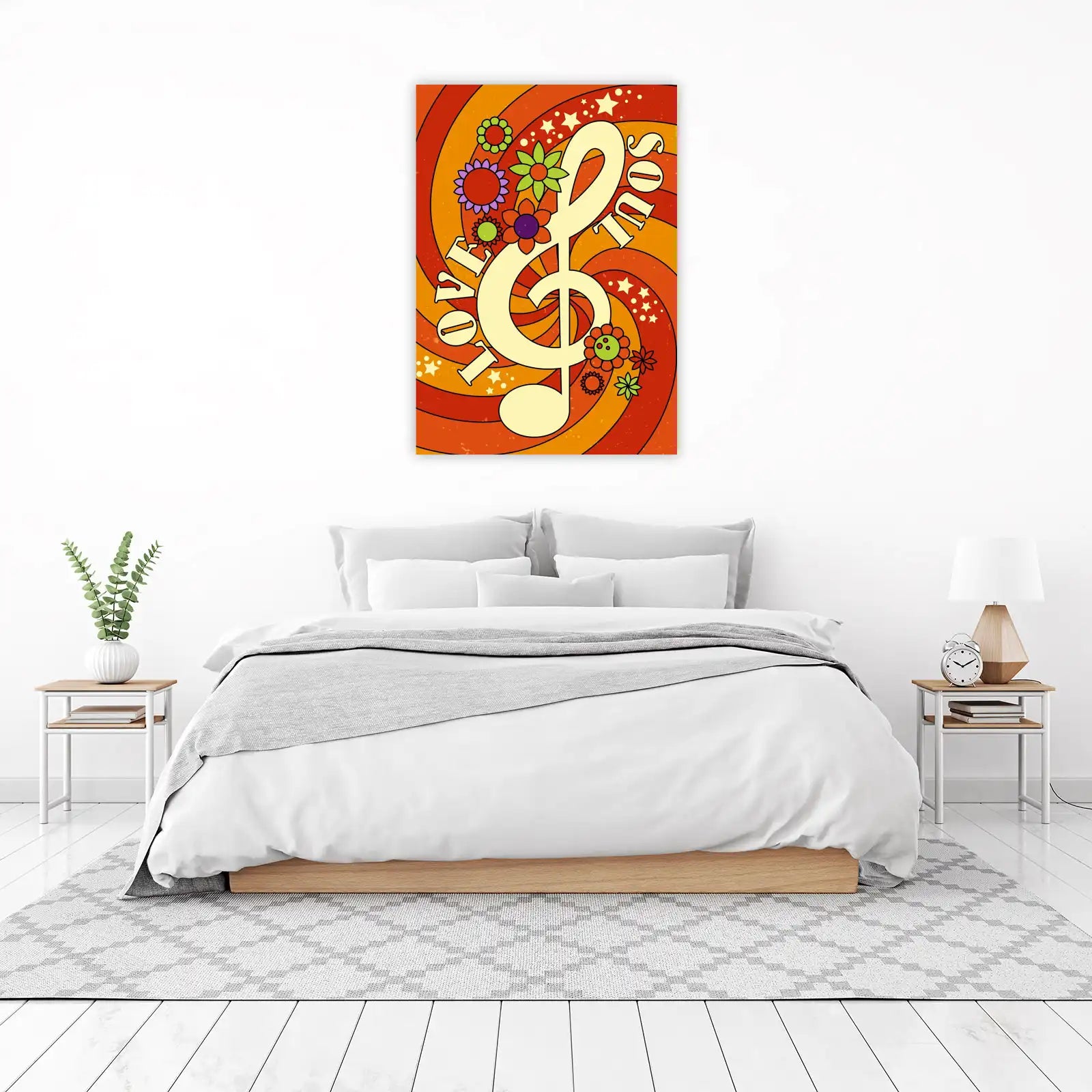 Groovy Love & Soul Music Retro Daisy Wall Art
