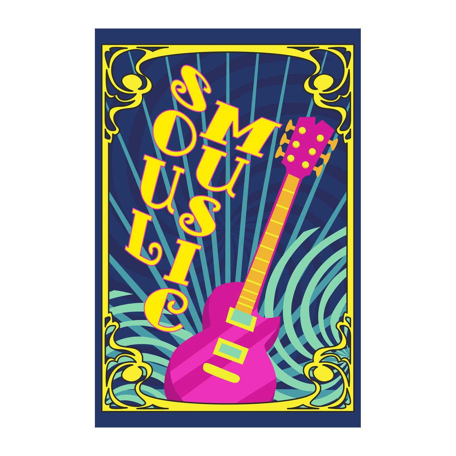 Psychedelic Guitar Music Vibes Wall Art