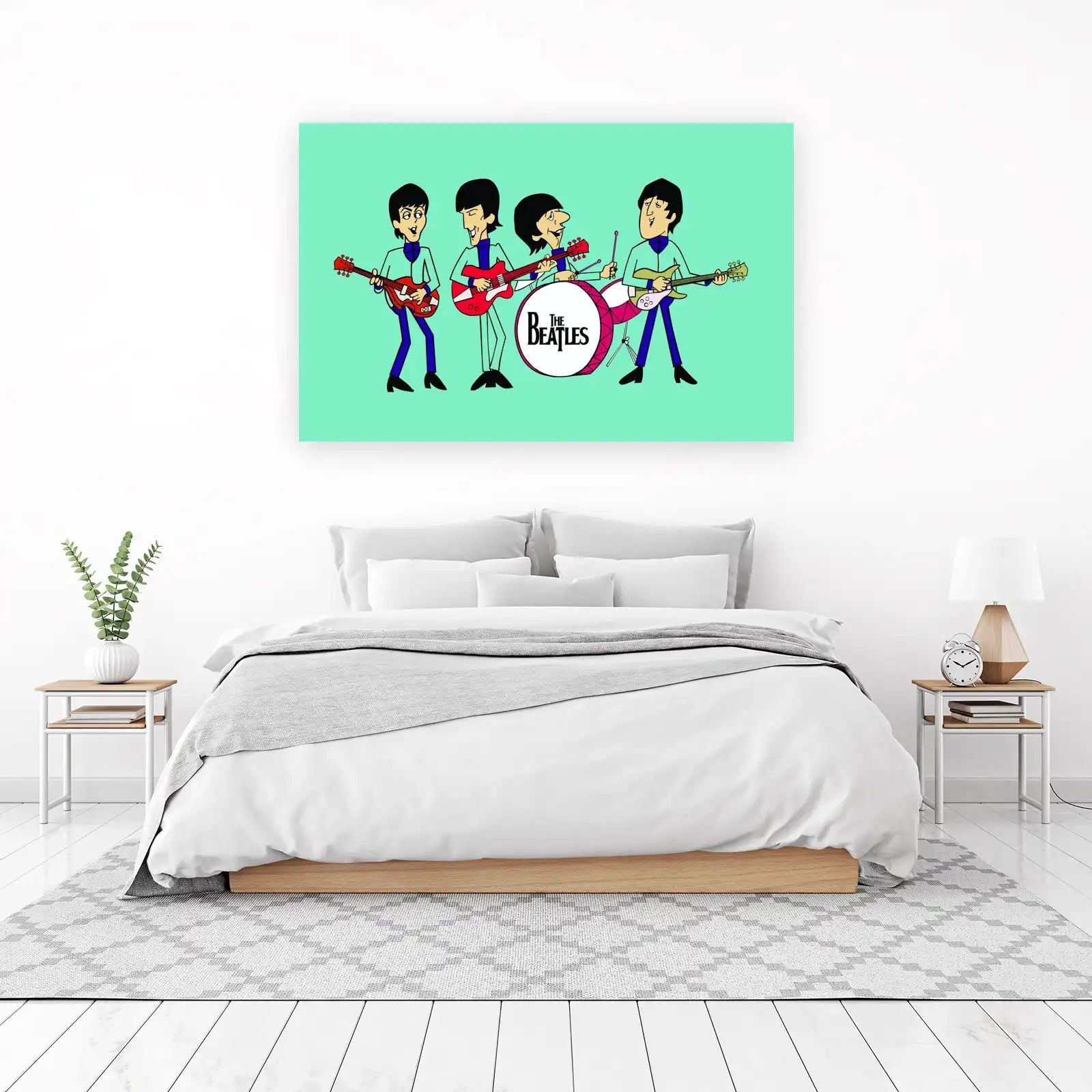 Retro Beatles Band Cartoon Wall Art
