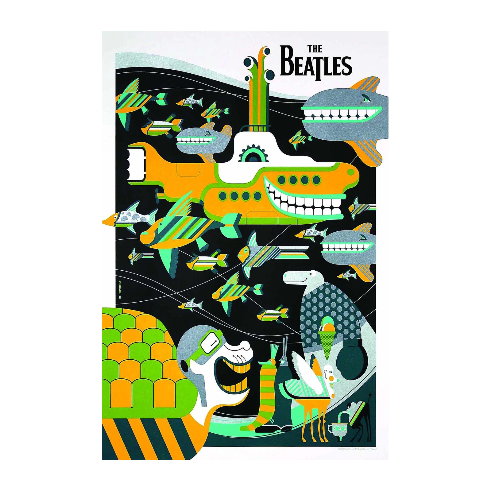 Psychedelic Yellow Submarine Beatles Wall Art