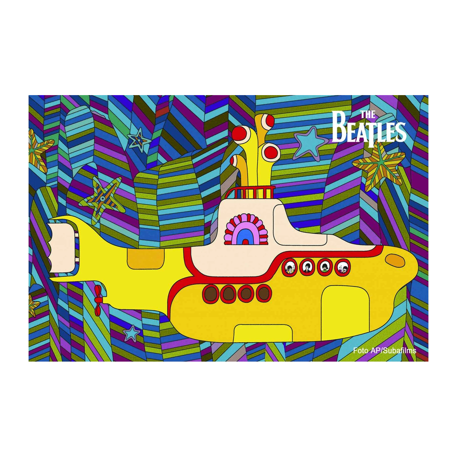 Psychedelic Yellow Submarine Beatles Wall Art