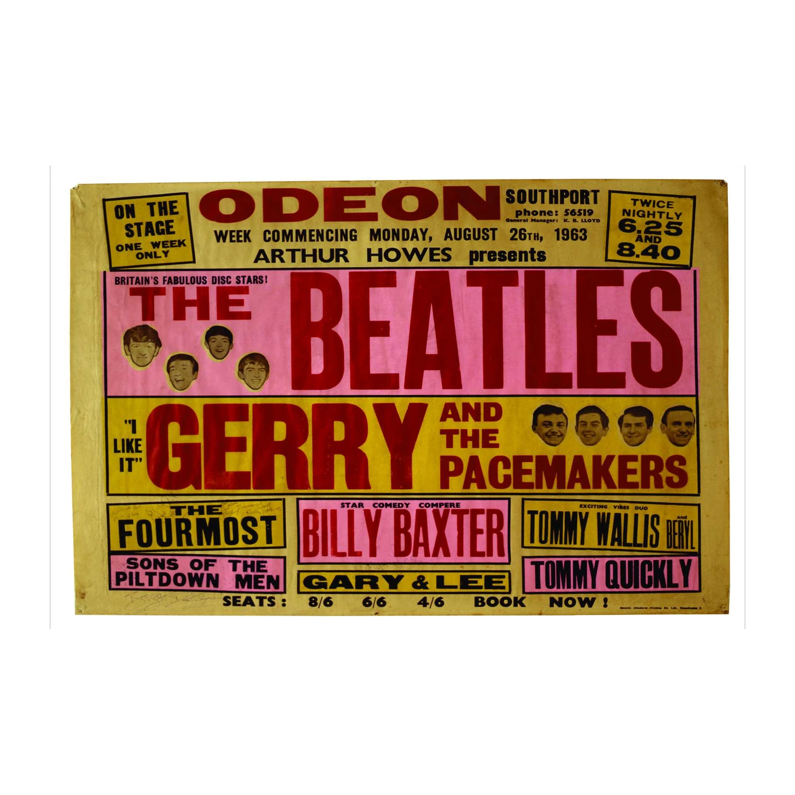 Vintage Beatles Concert Poster Wall Art