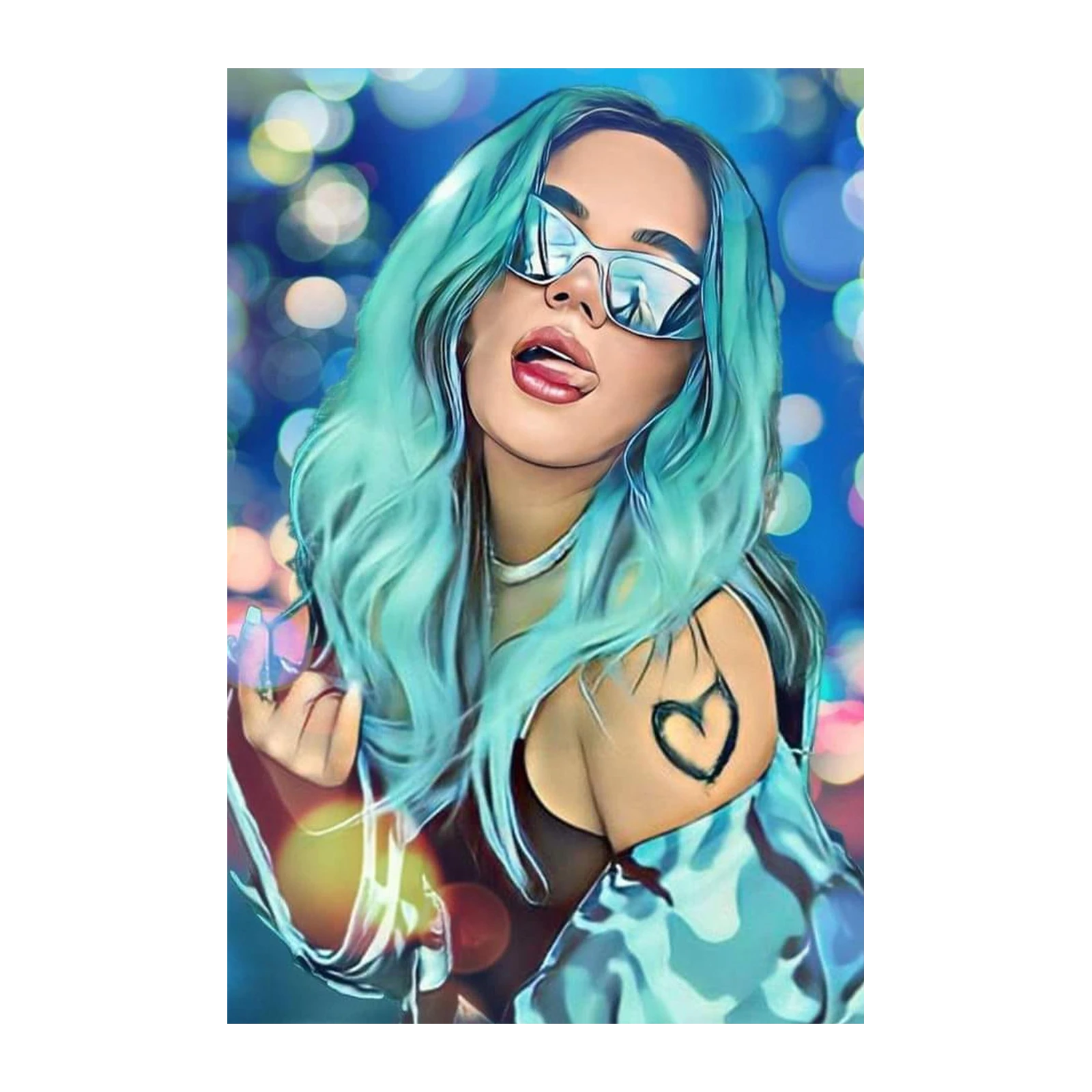 Bold Teal Hair Pop Art Wall Art