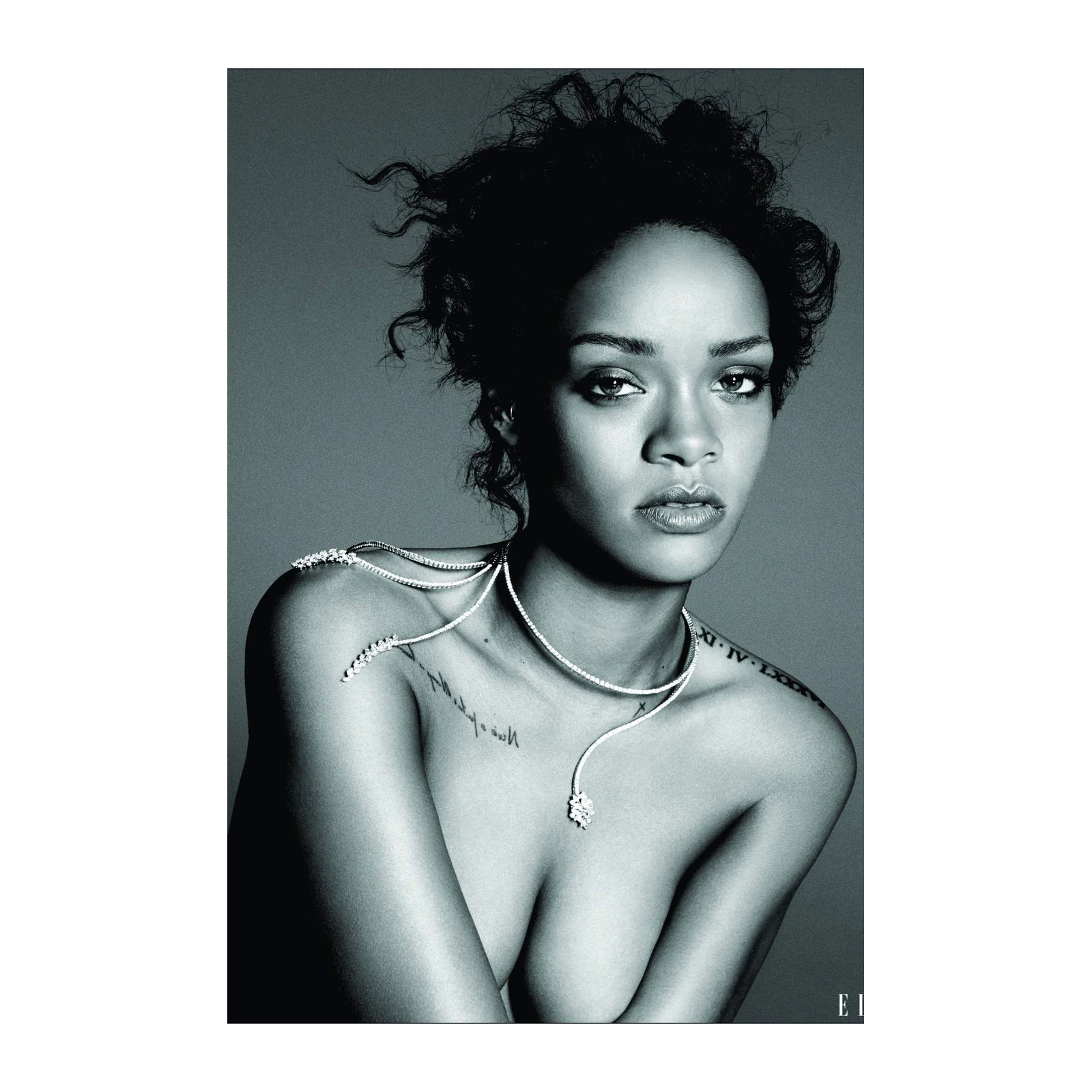 Iconic Portrait Rihanna Diamond Necklace Wall Art