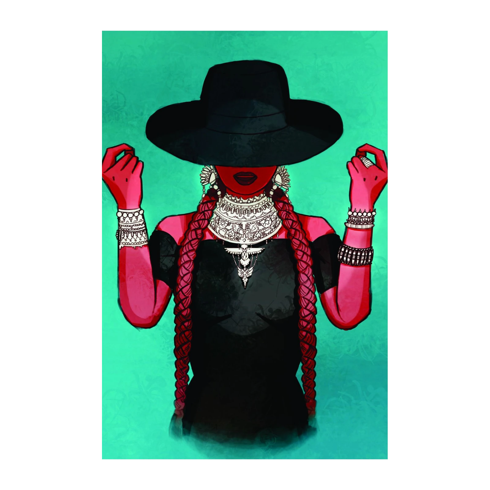 Bold Red Empress Wide-Brim Hat Wall Art