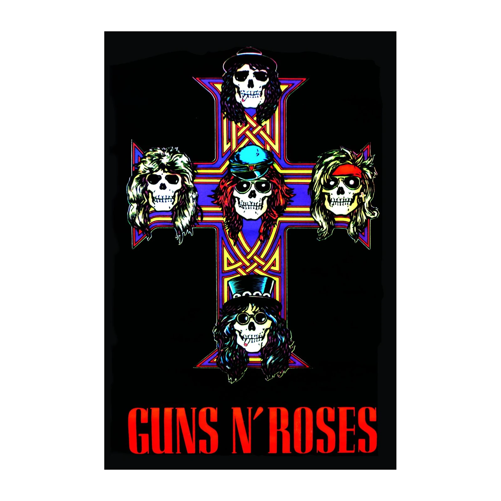 Iconic Guns N' Roses Skulls Cross Wall Art