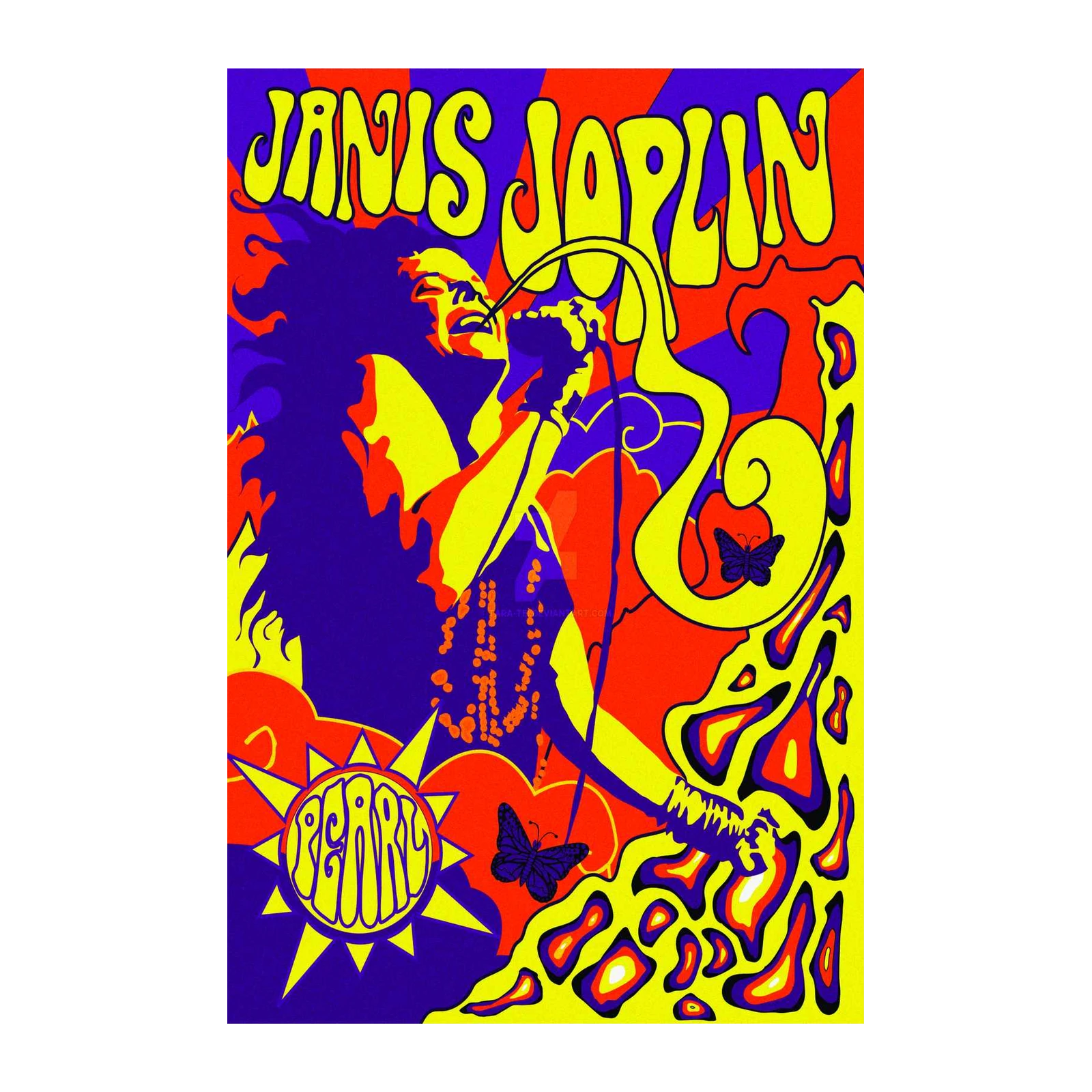 Janis Joplin Psychedelic Rock Art Wall Art