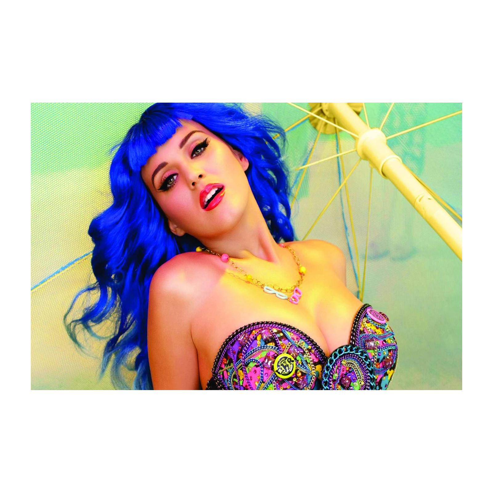 Vibrant Blue Pop Star Aura Wall Art