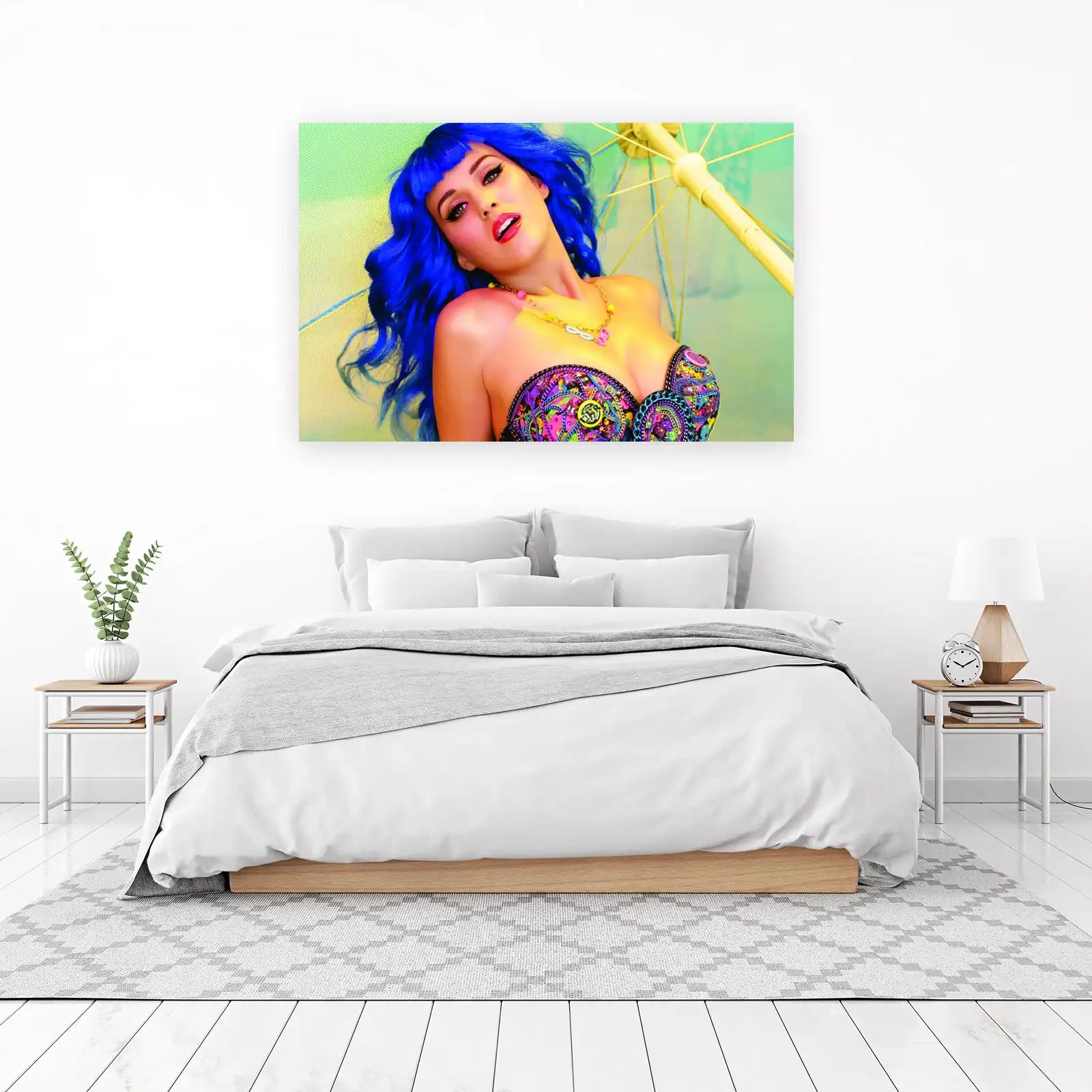 Vibrant Blue Pop Star Aura Wall Art