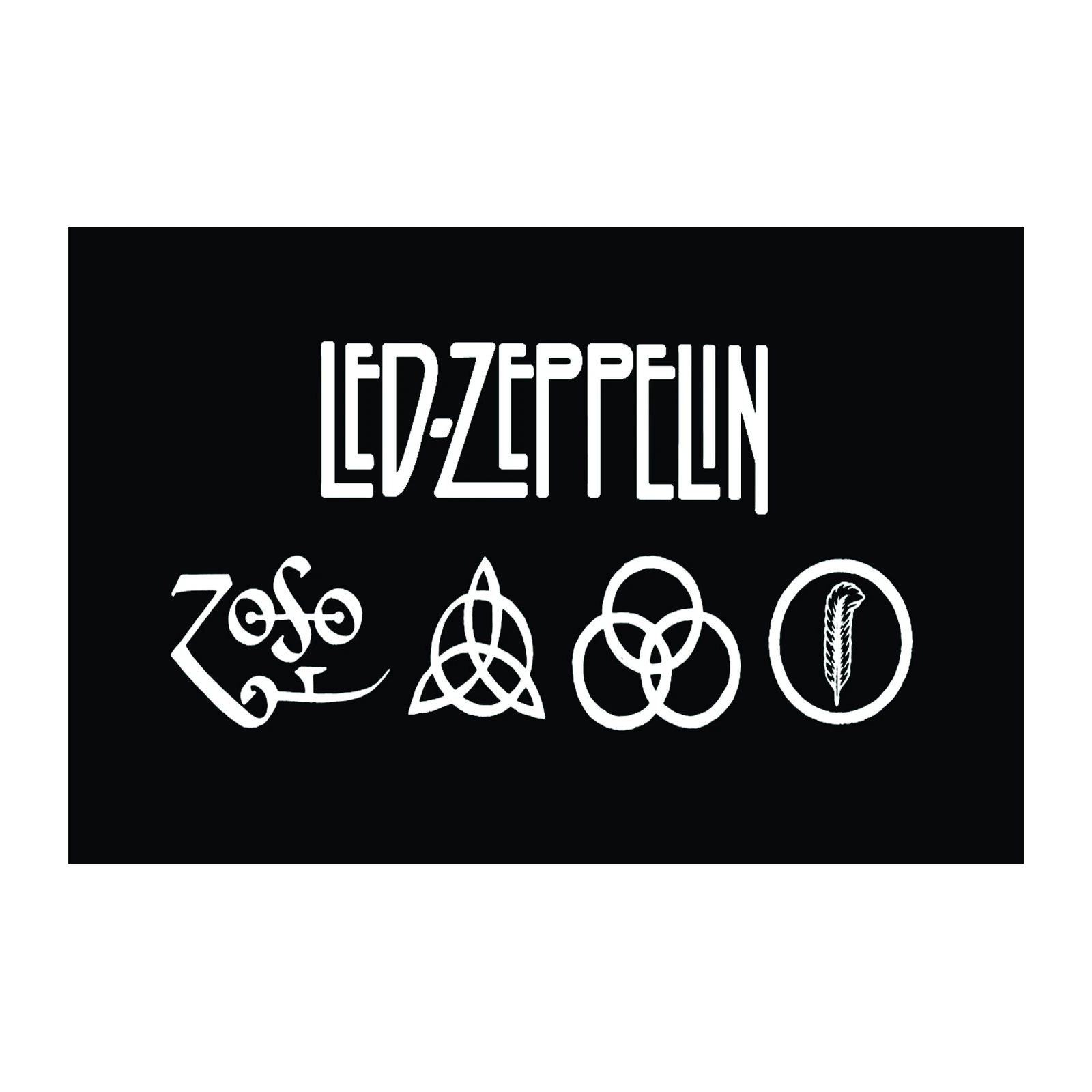 Iconic Led Zeppelin Symbols Black Wall Art