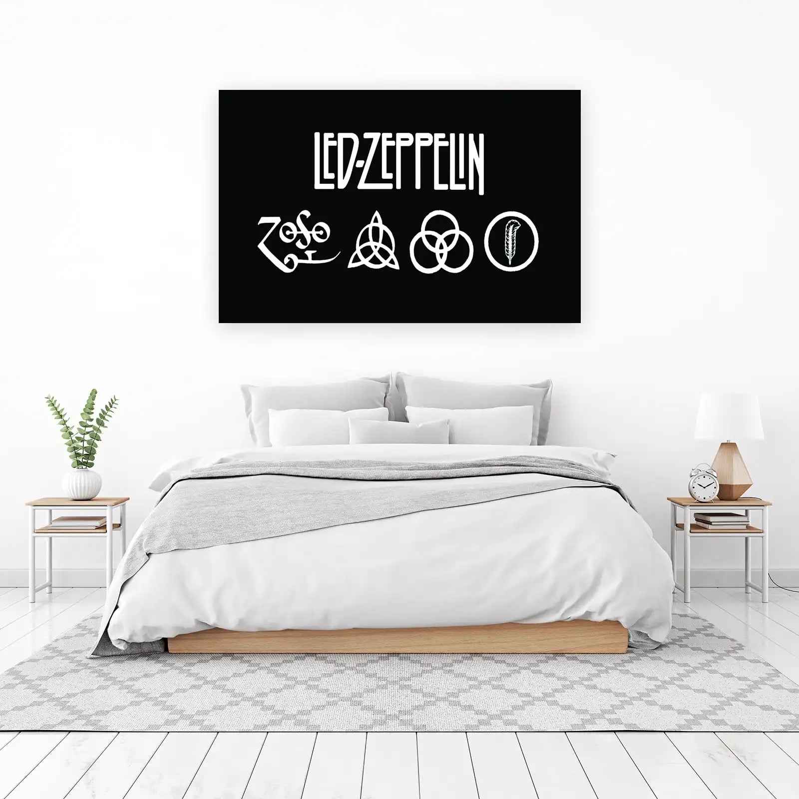Iconic Led Zeppelin Symbols Black Wall Art