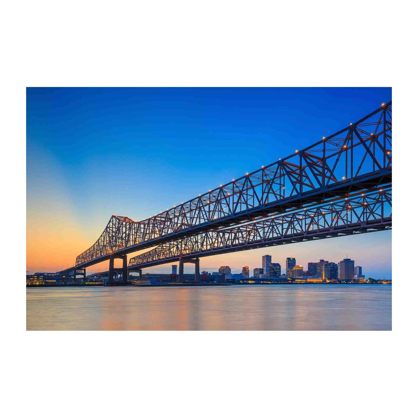 New Orleans Bridge Skyline Sunset Wall Art