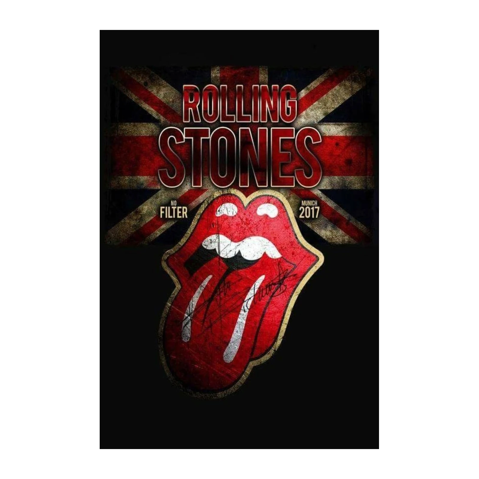 Rolling Stones Iconic Lips Union Jack Wall Art