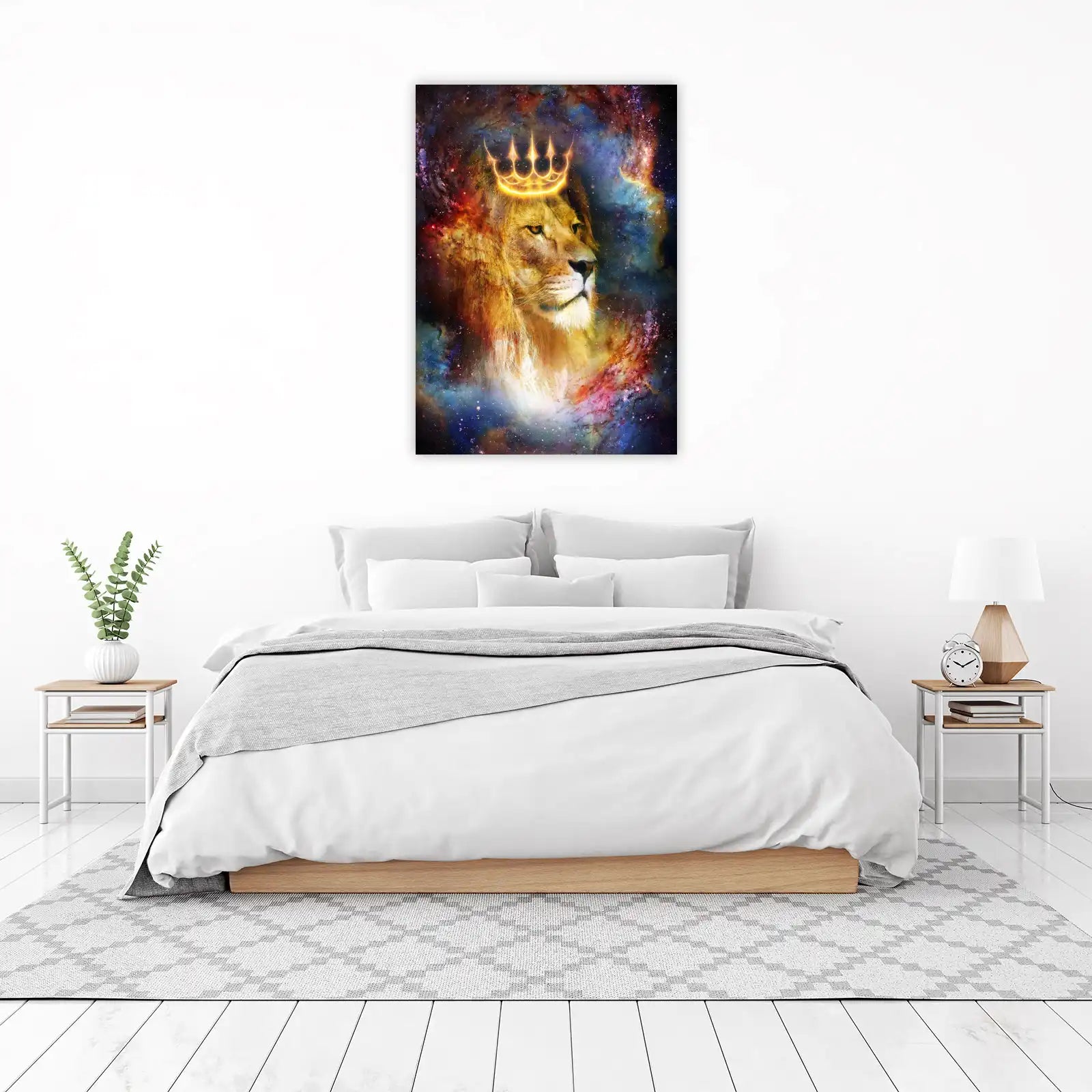 Majestic Lion Crowned King Galaxy Wall Art
