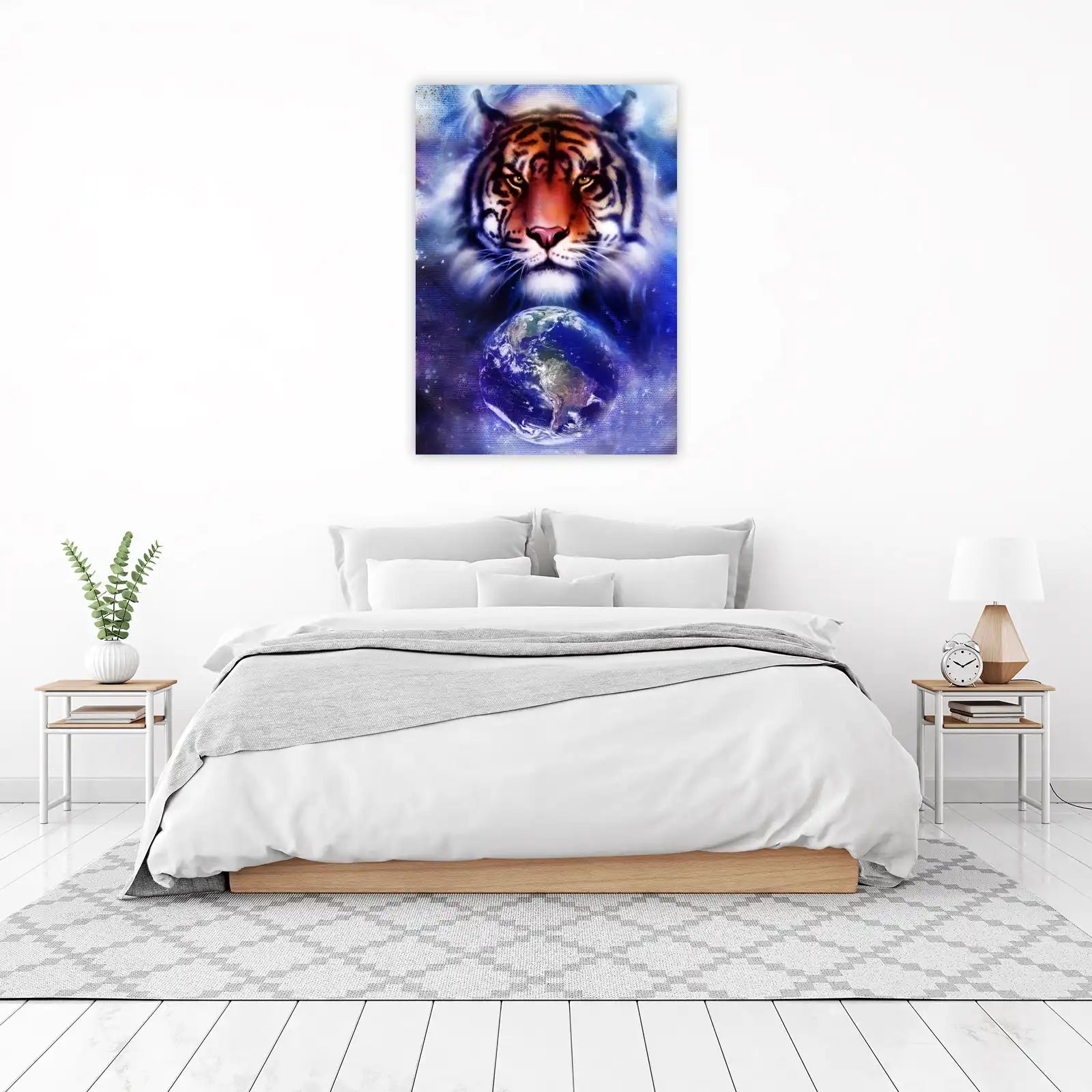 Majestic Tiger & Earth Cosmic Wall Art