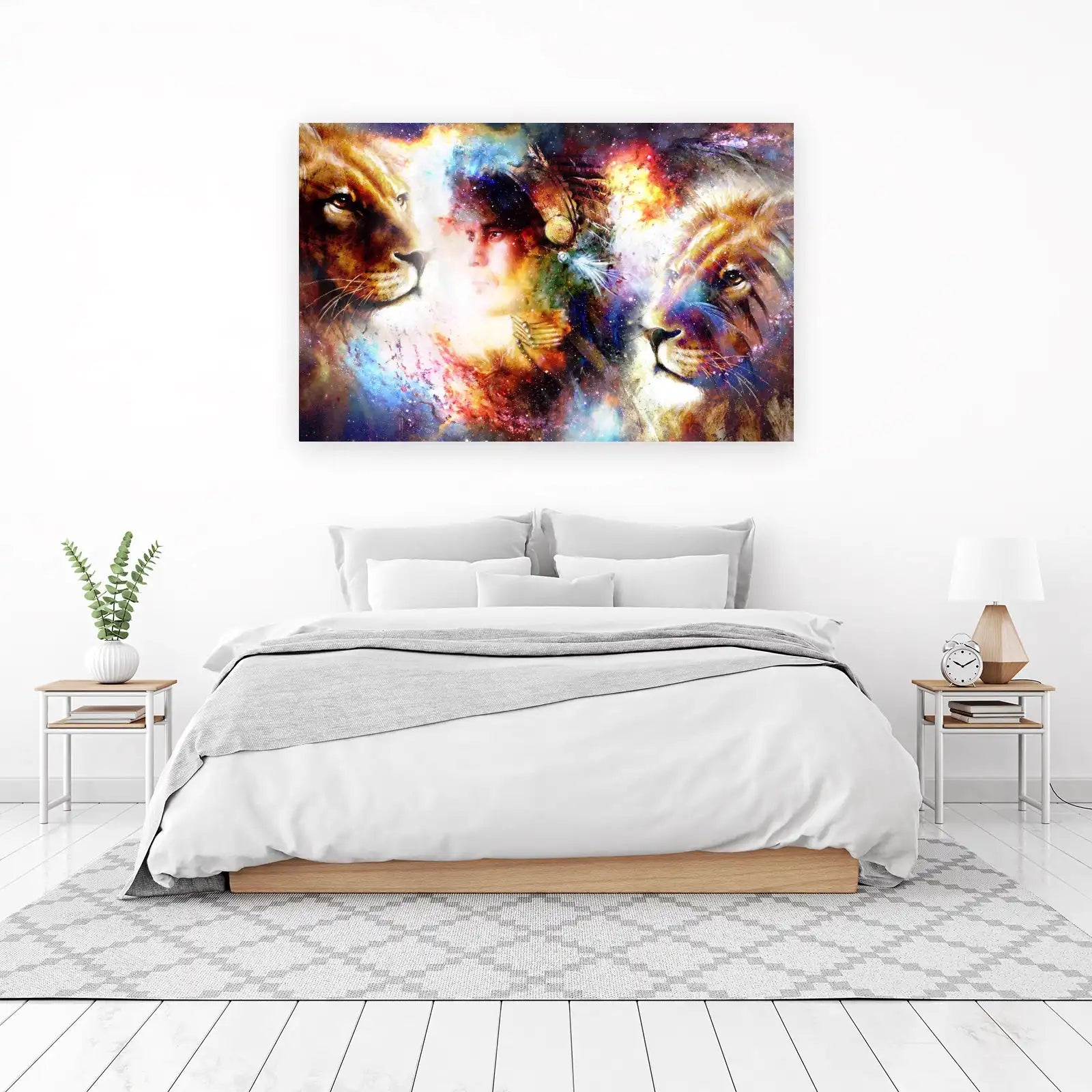 Lion Spirit & Warrior Galaxy Wall Art