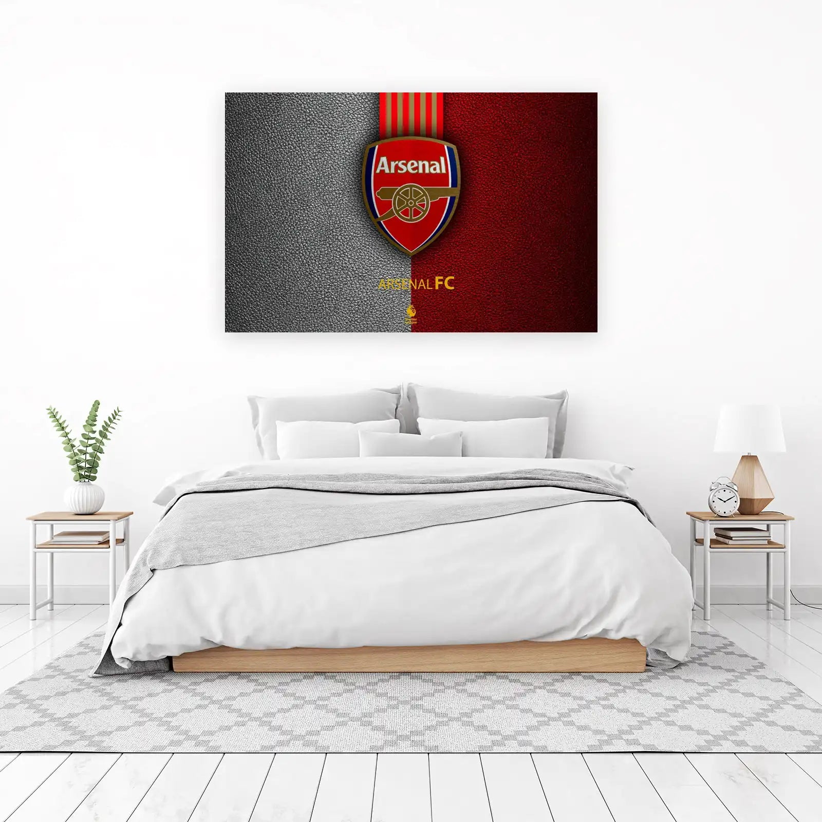 Arsenal FC Logo Red & Grey Leather Wall Art