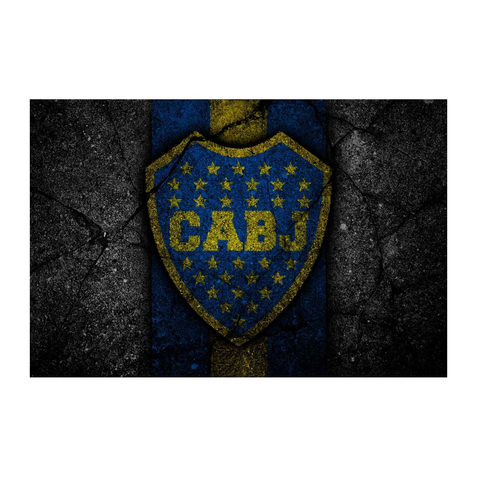 Boca Juniors "CABJ" Crest Distressed Blue & Gold Wall Art