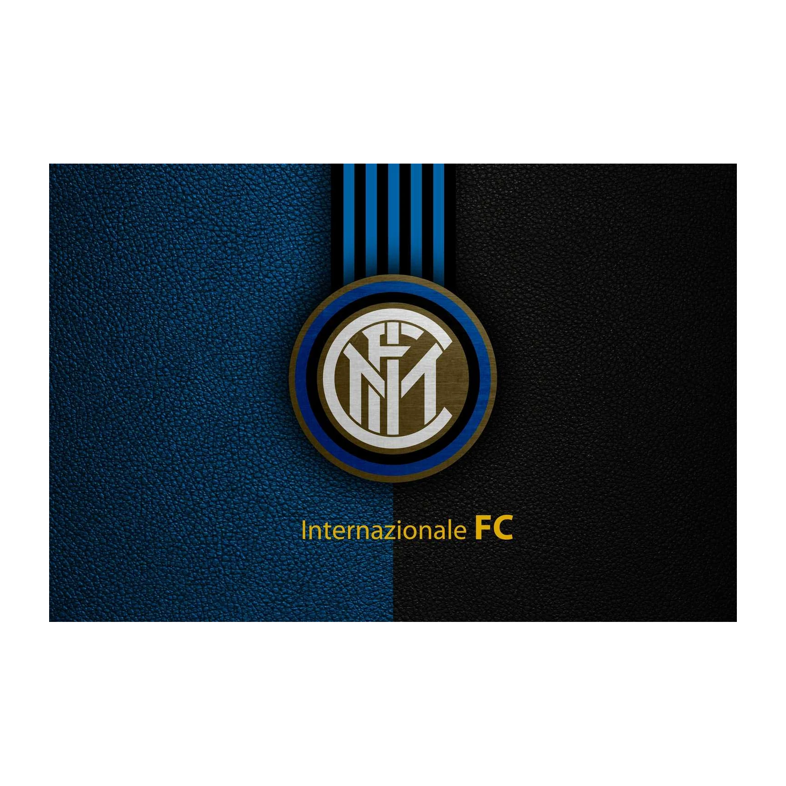 Inter Milan FC Logo Blue Black Leather Wall Art