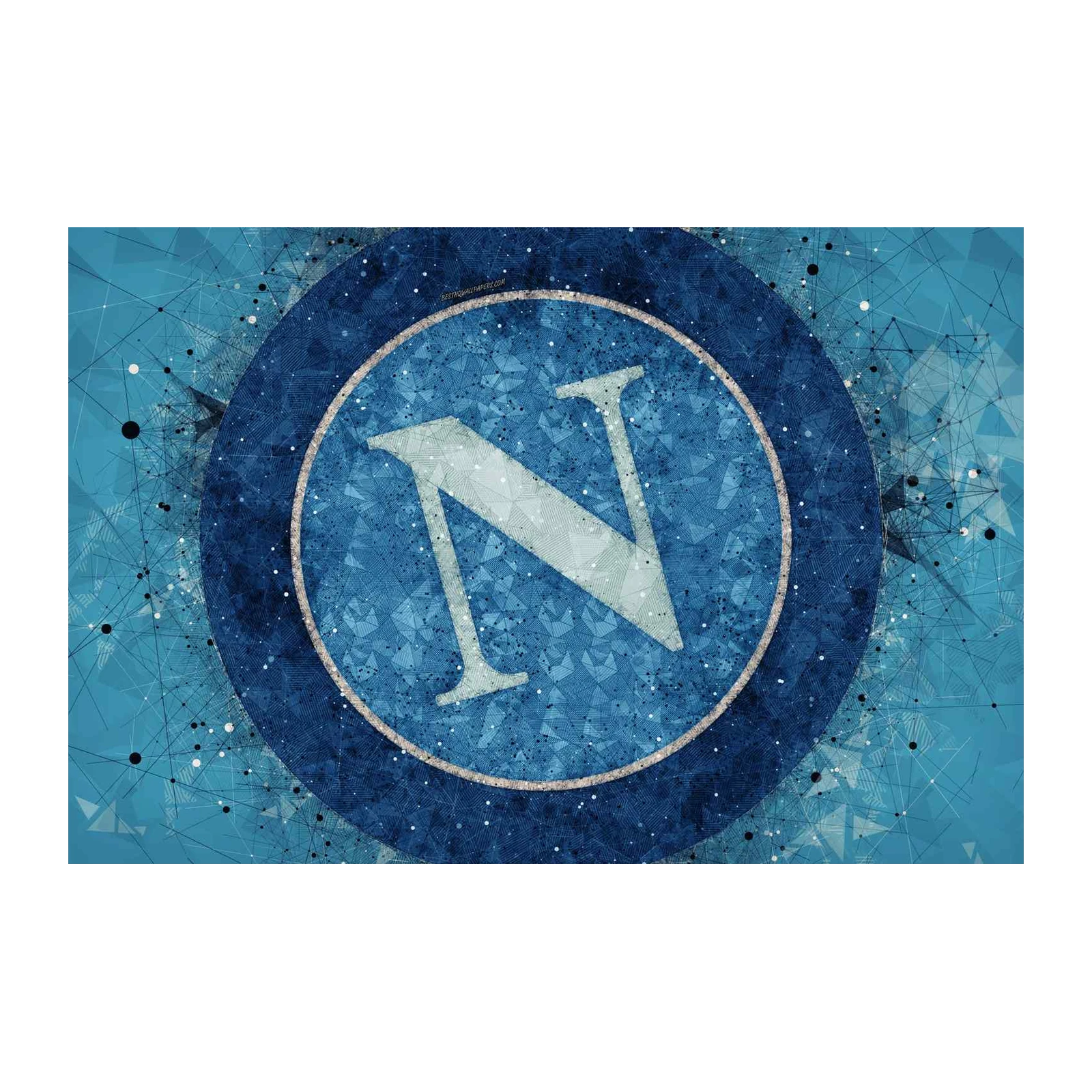 Modern Abstract 'N' Logo Blue Geometric Wall Art