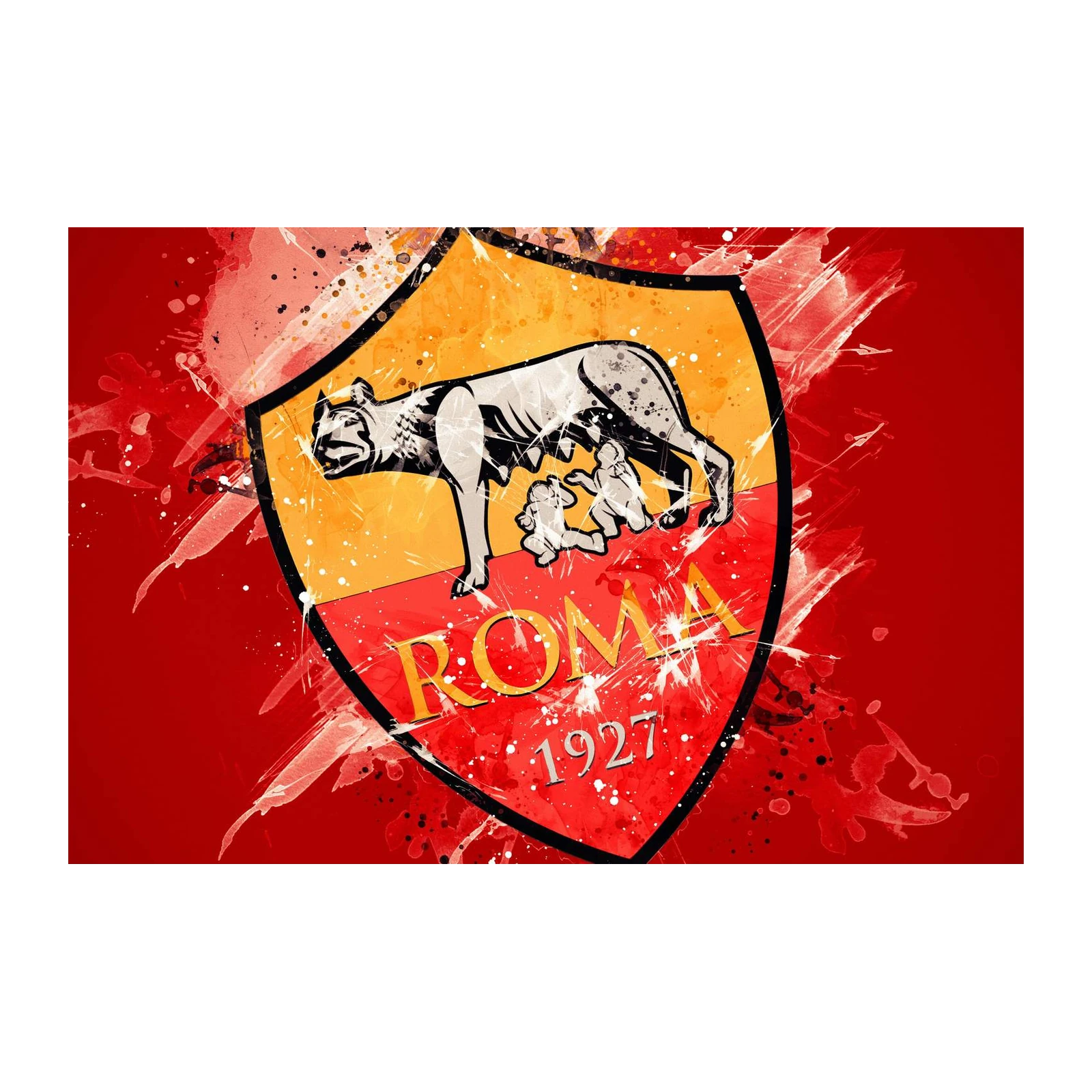 AS Roma Wolf Emblem Grunge Art Wall Art