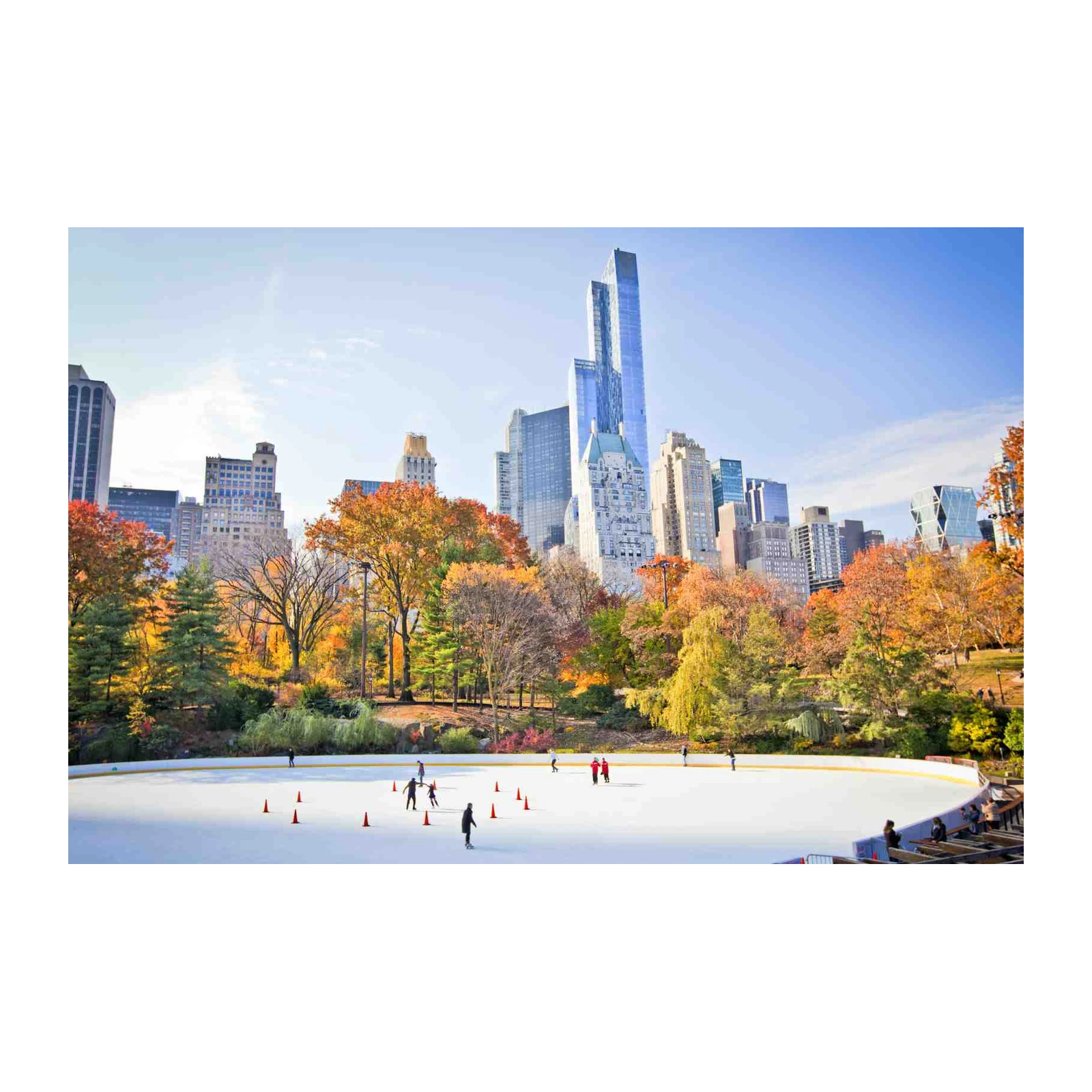 Central Park Ice Rink Autumn Skyline Wall Art