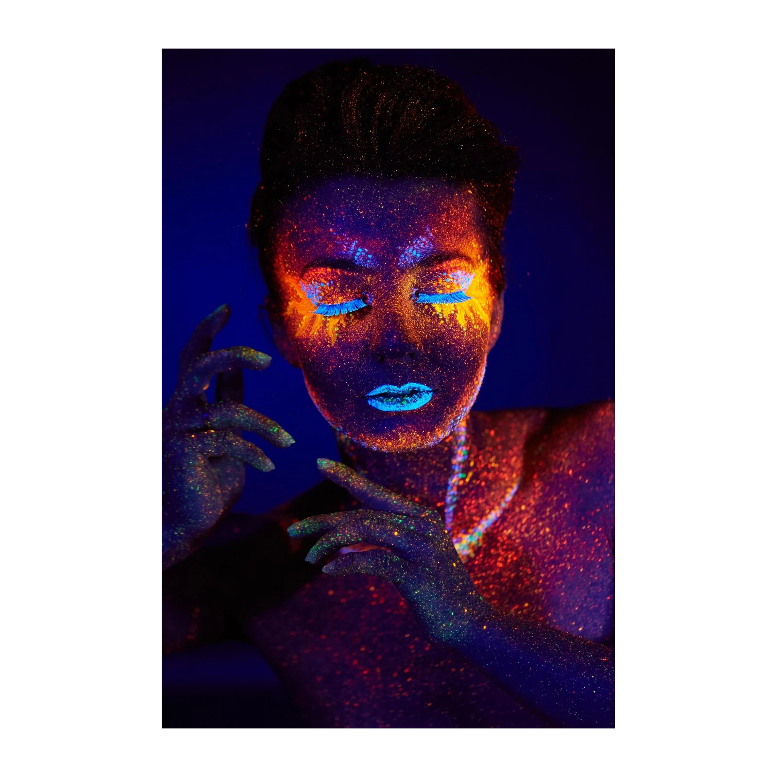 Vibrant UV Glow Face Art Wall Art