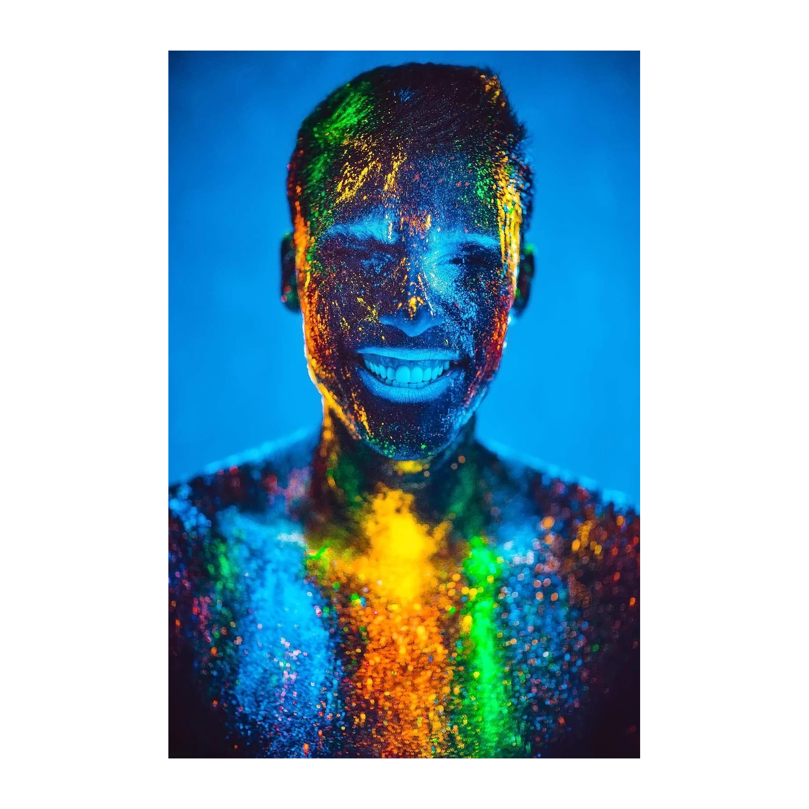 Vibrant UV Paint Face Expression Wall Art