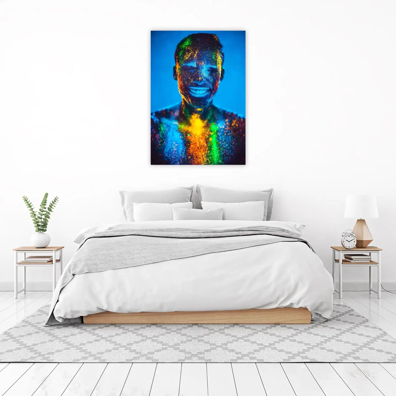 Vibrant UV Paint Face Expression Wall Art