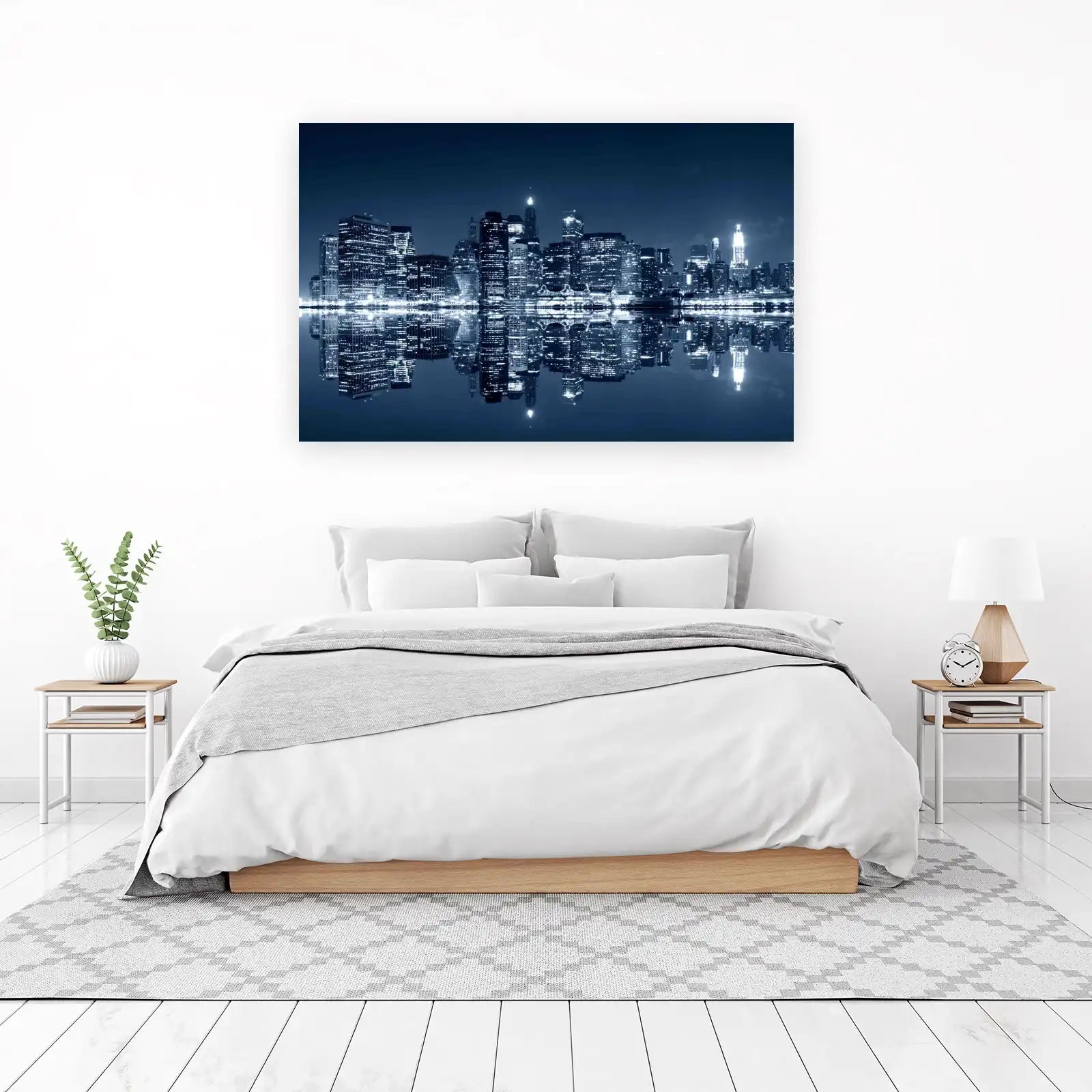 Midnight Cityscape Reflection Wall Art