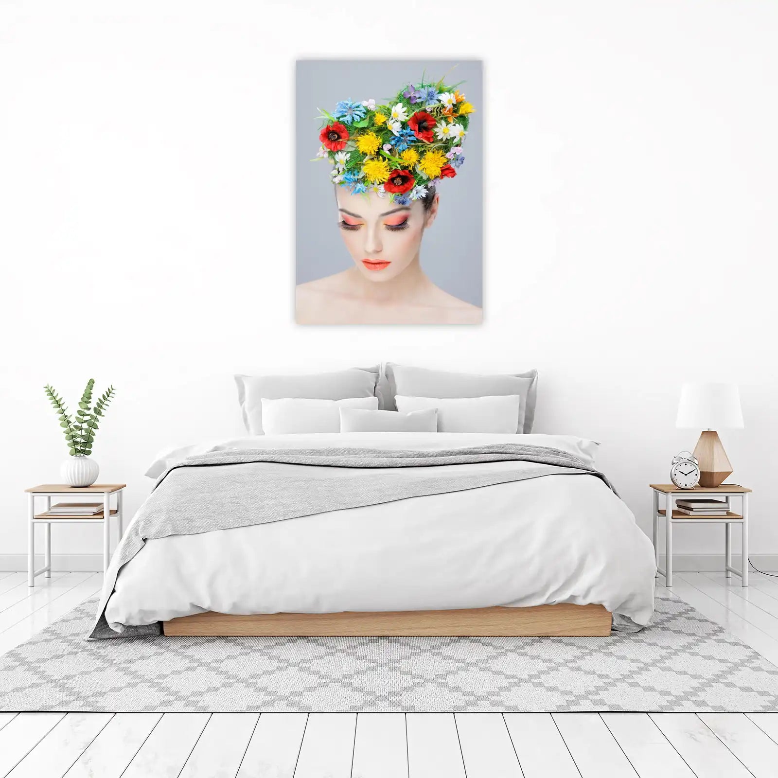 Vibrant Floral Heart Headpiece Wall Art Wall Art