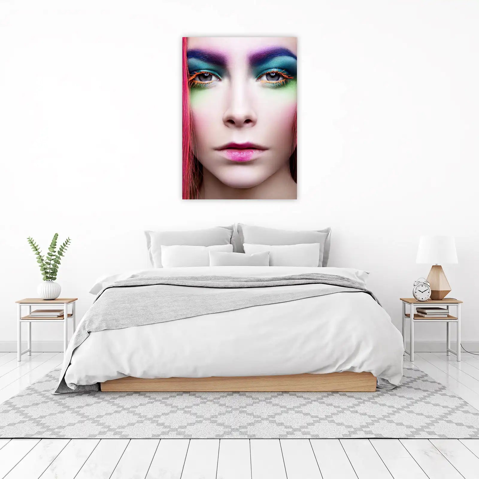 Vibrant Neon Makeup Portrait Wall Art