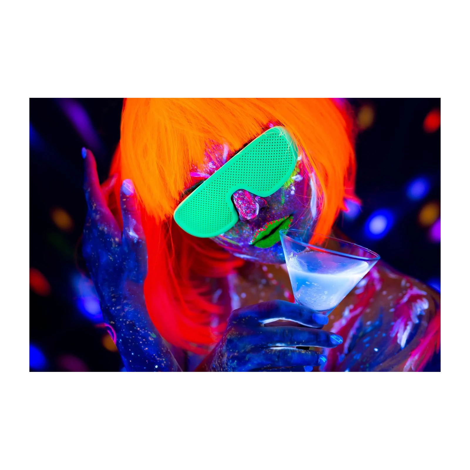 Neon Glow Party Woman UV Art Wall Art