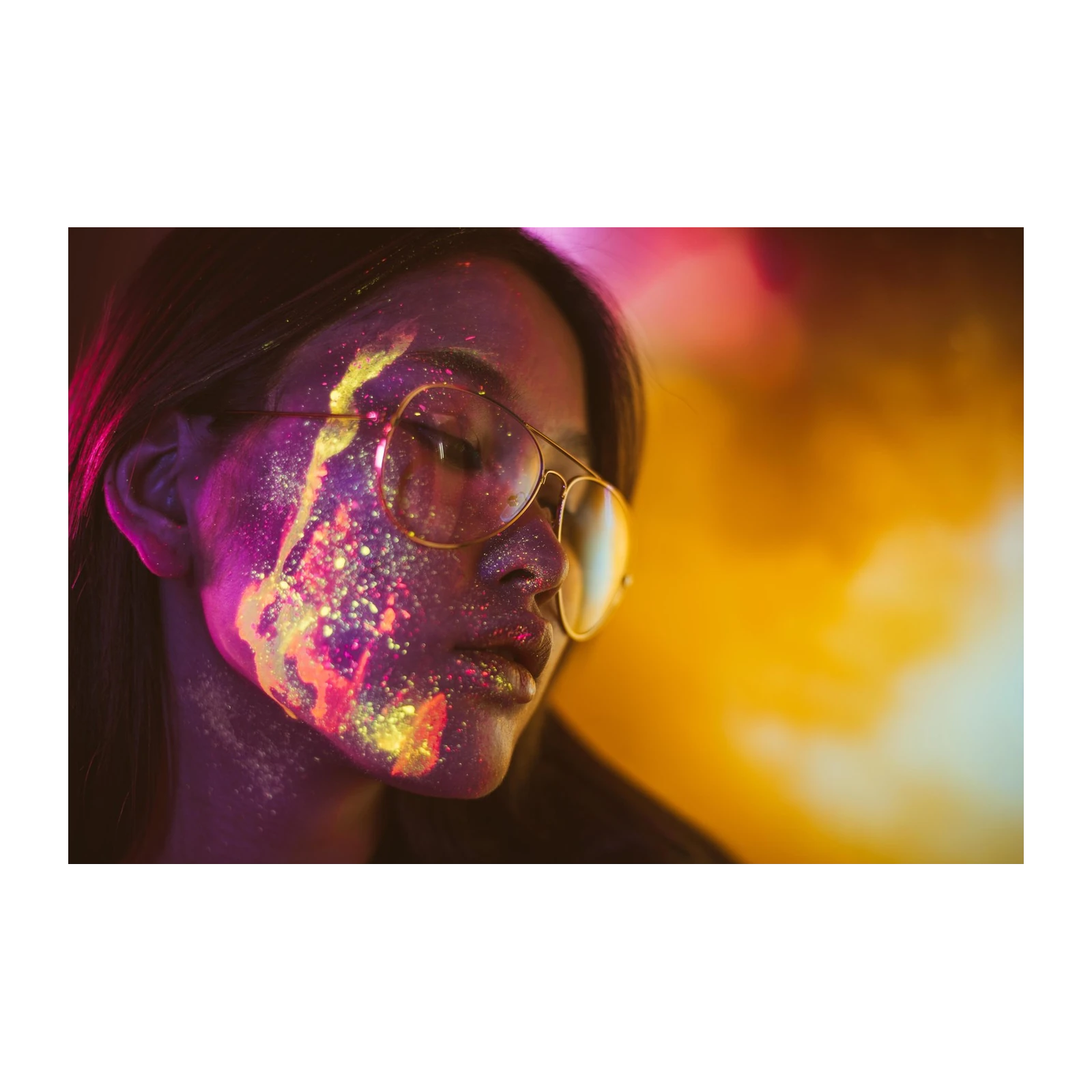 Vibrant Neon Face Portrait Wall Art