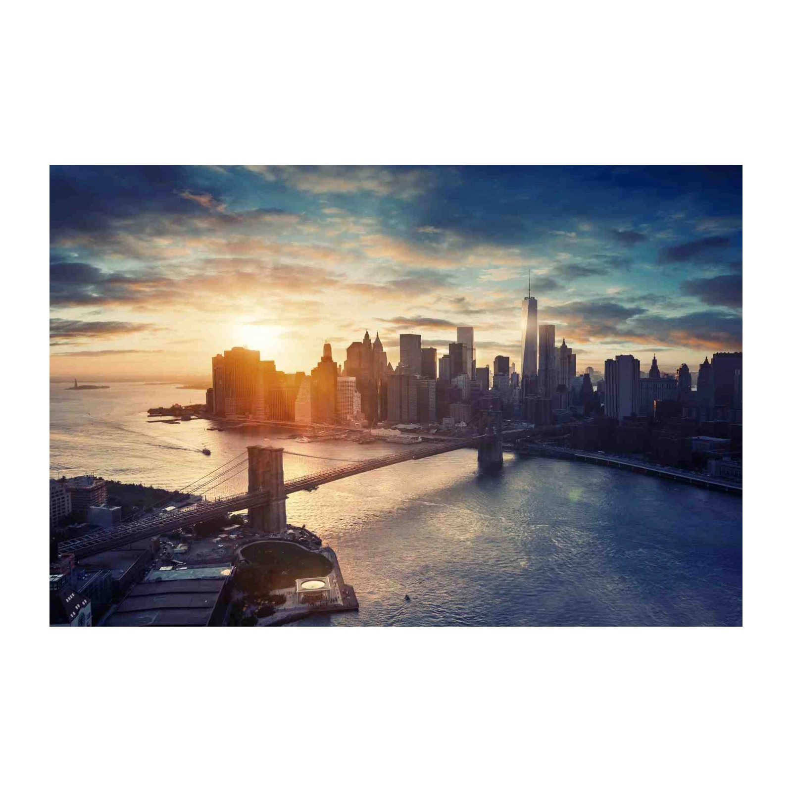 NYC Skyline & Brooklyn Bridge Sunset Wall Art