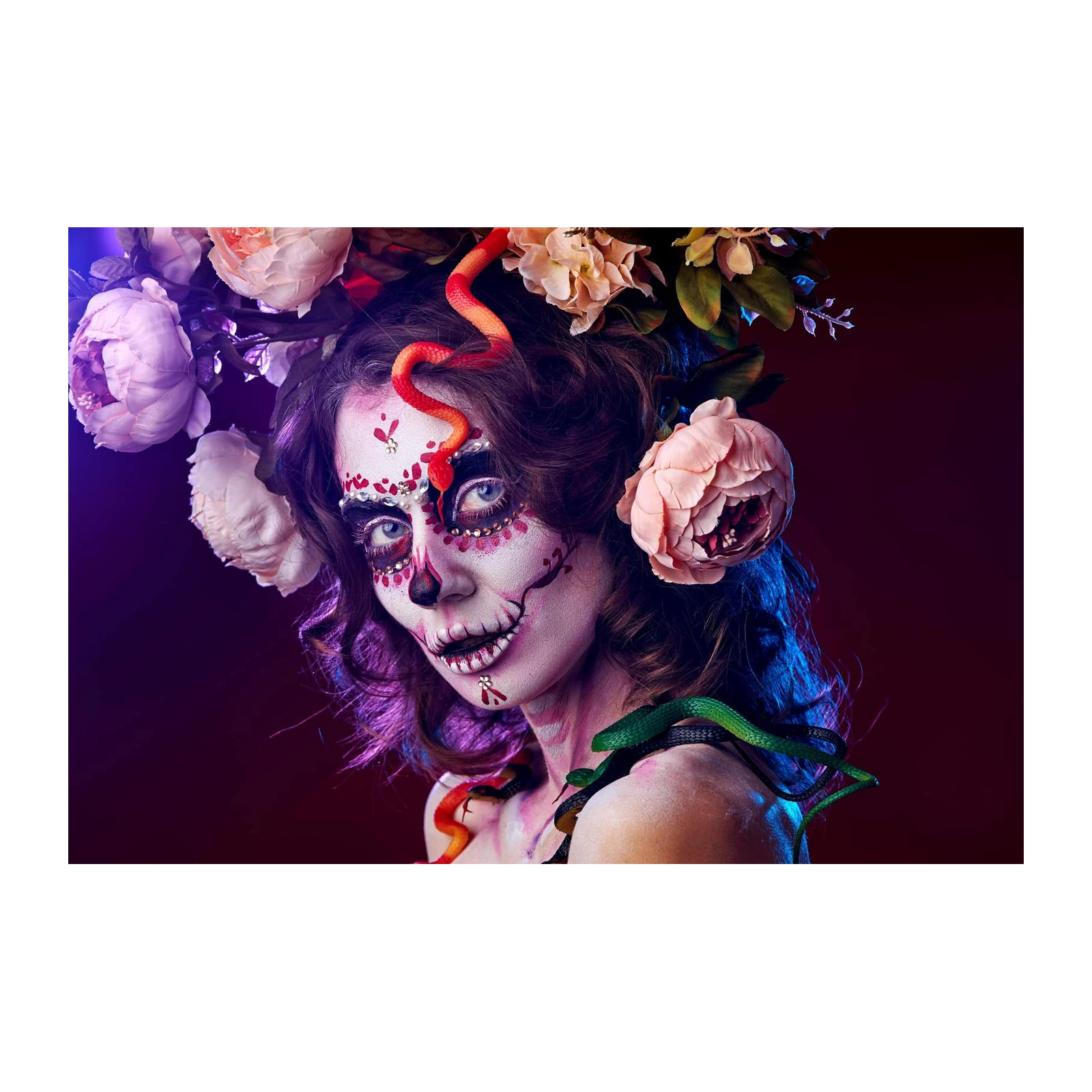Mystic Skull Flower Woman Wall Art