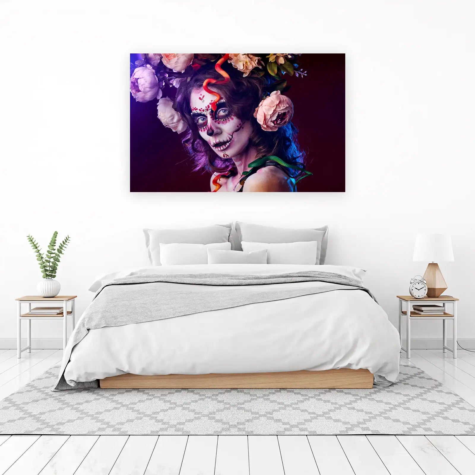 Mystic Skull Flower Woman Wall Art