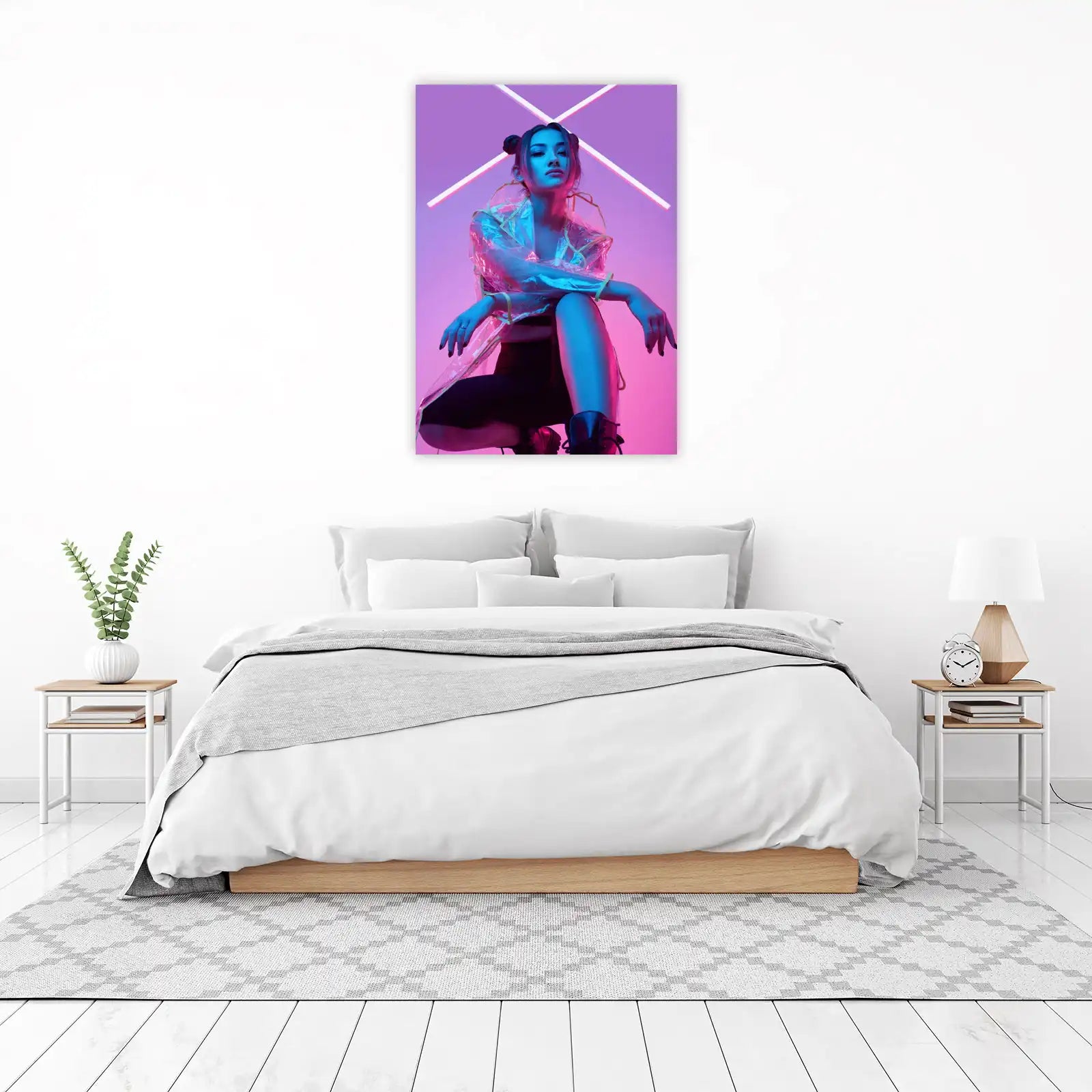 Vibrant Neon Pop Culture Portrait Wall Art