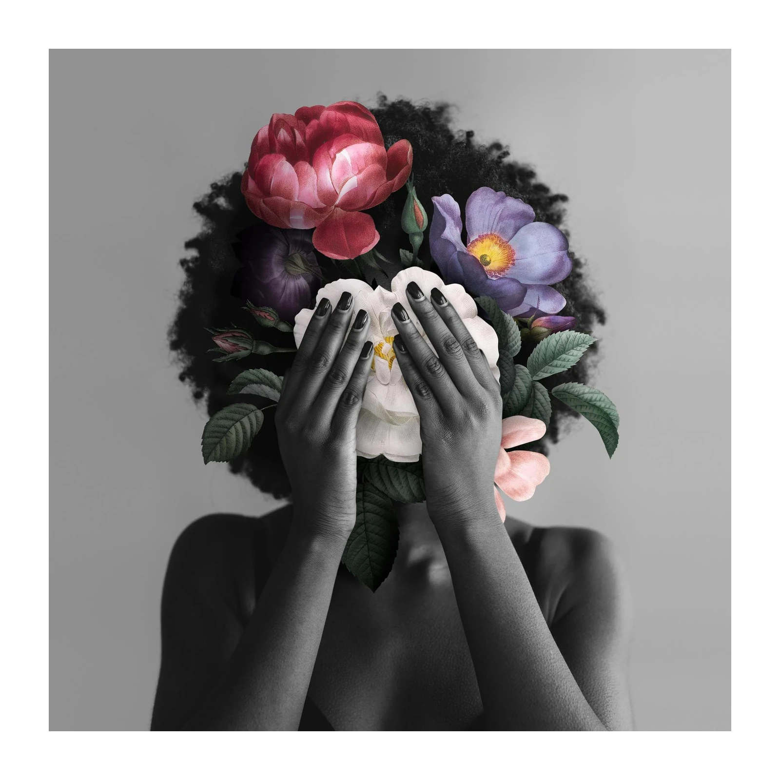 Enchanted Bloom Woman Floral Wall Art Wall Art