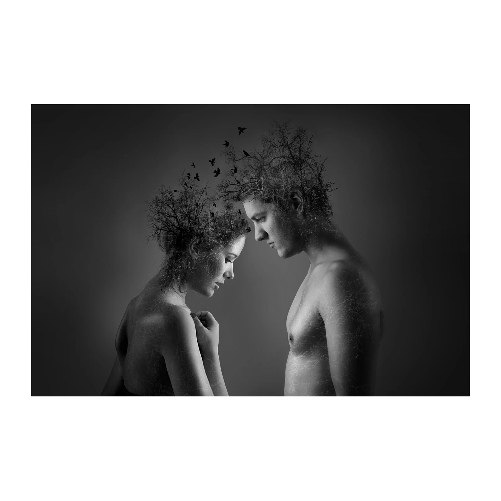 Surreal Love Duo Tree Head Wall Art