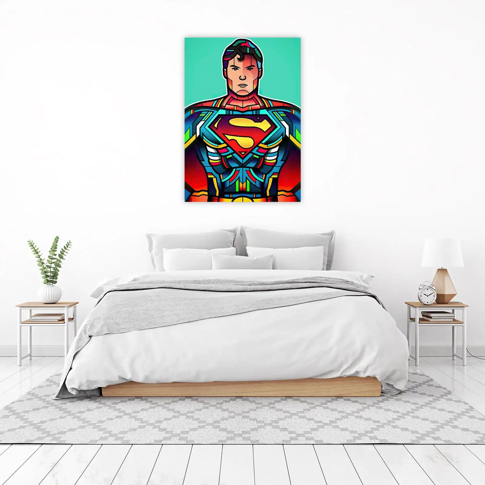 Vibrant Geometric Superman Wall Art