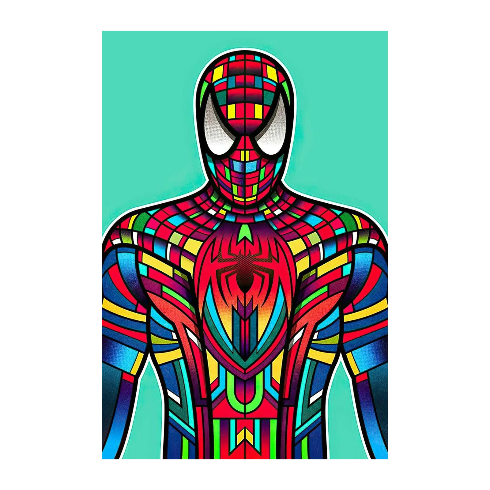 Vibrant Stained Glass Spider-Man Wall Art