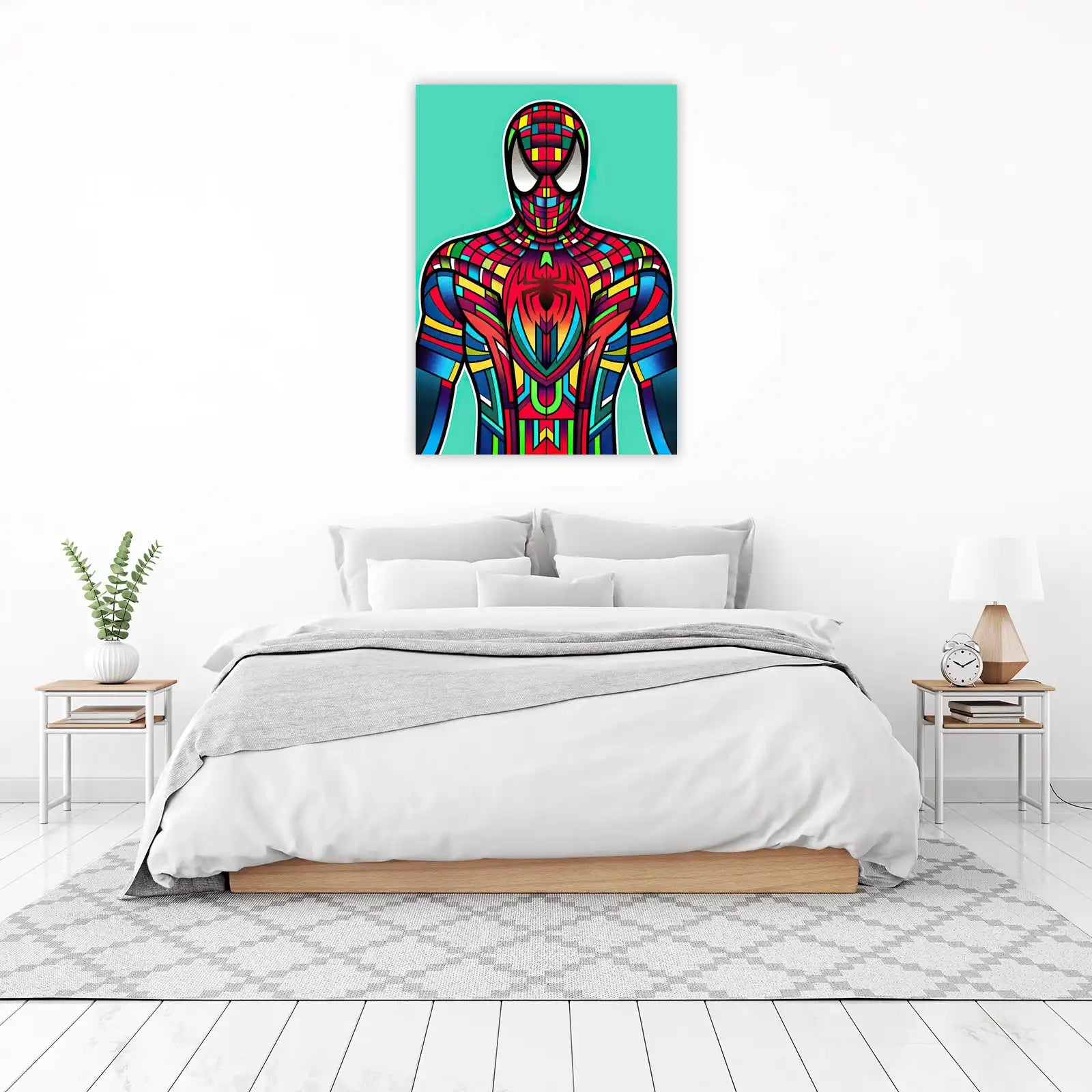 Vibrant Stained Glass Spider-Man Wall Art