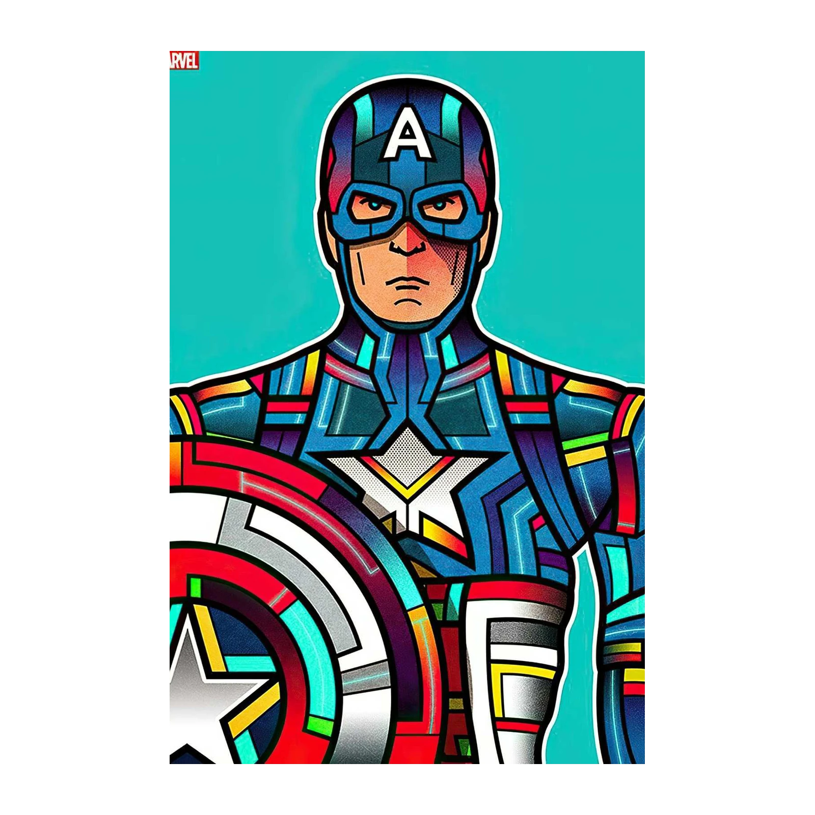 Modern Captain America Geometric Art Wall Art