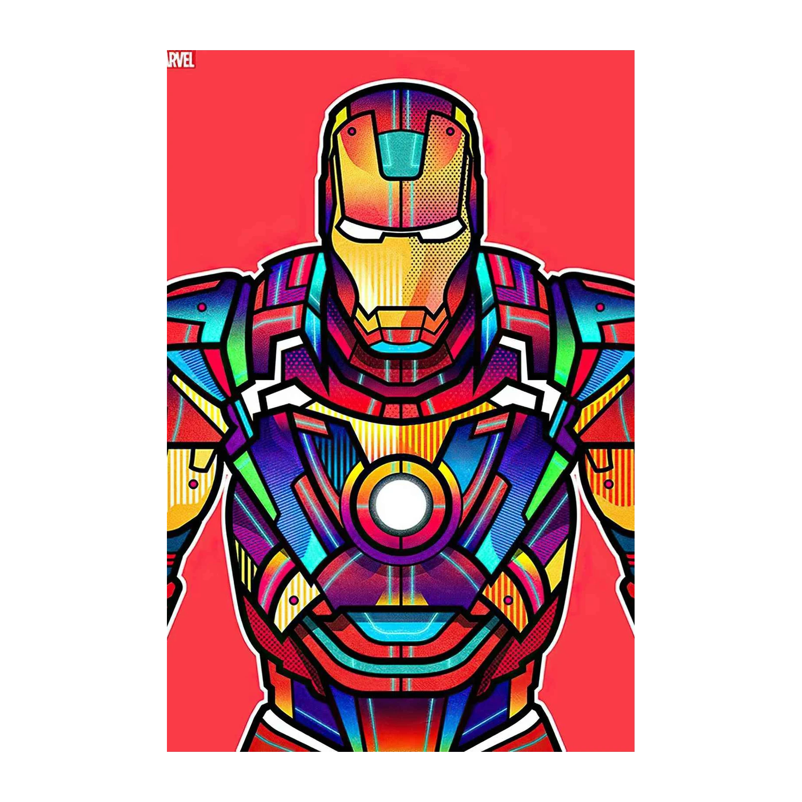 Vibrant Iron Man Geometric Art Wall Art